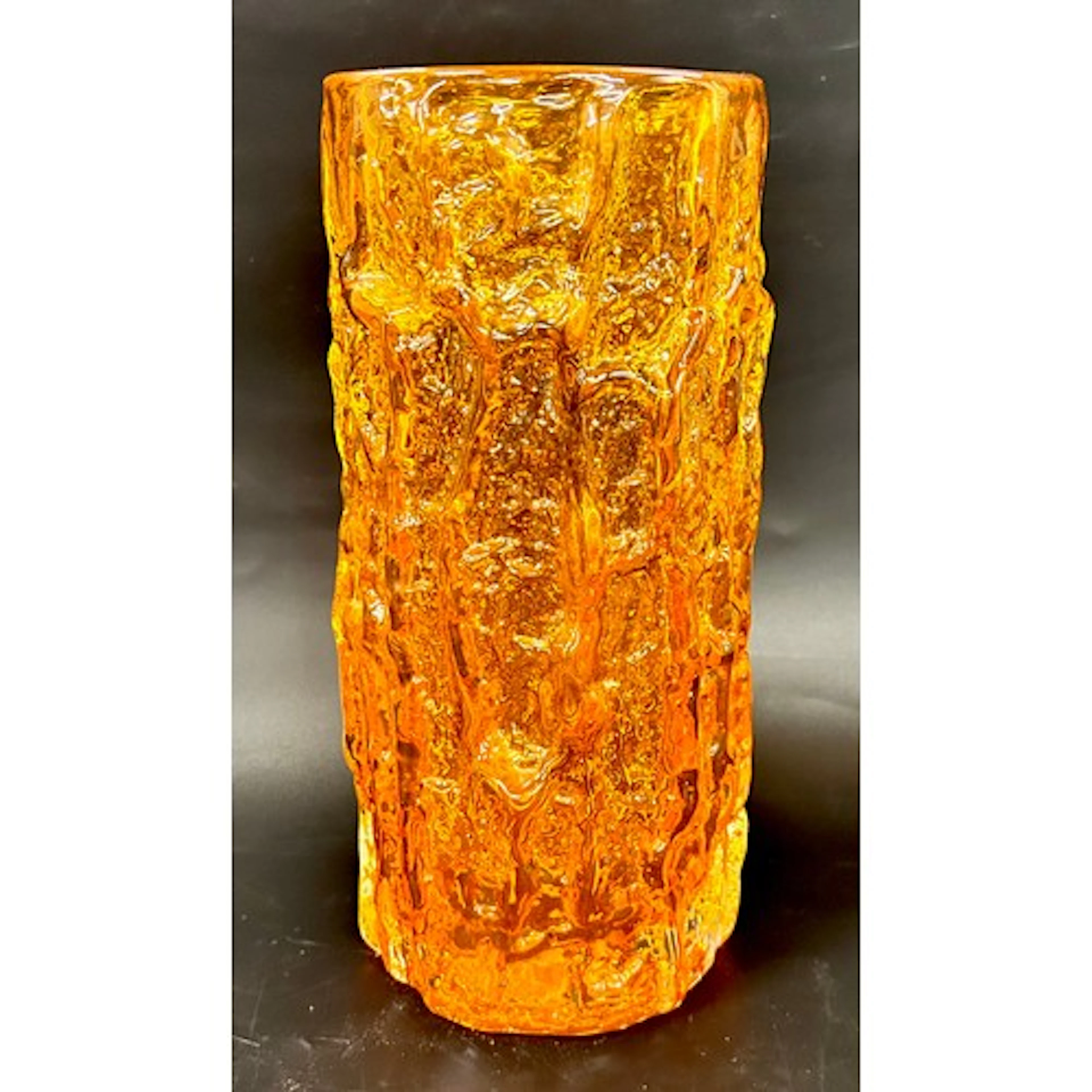 Geoffrey Baxter for Whitefriars; a textured glass Tangerine ...