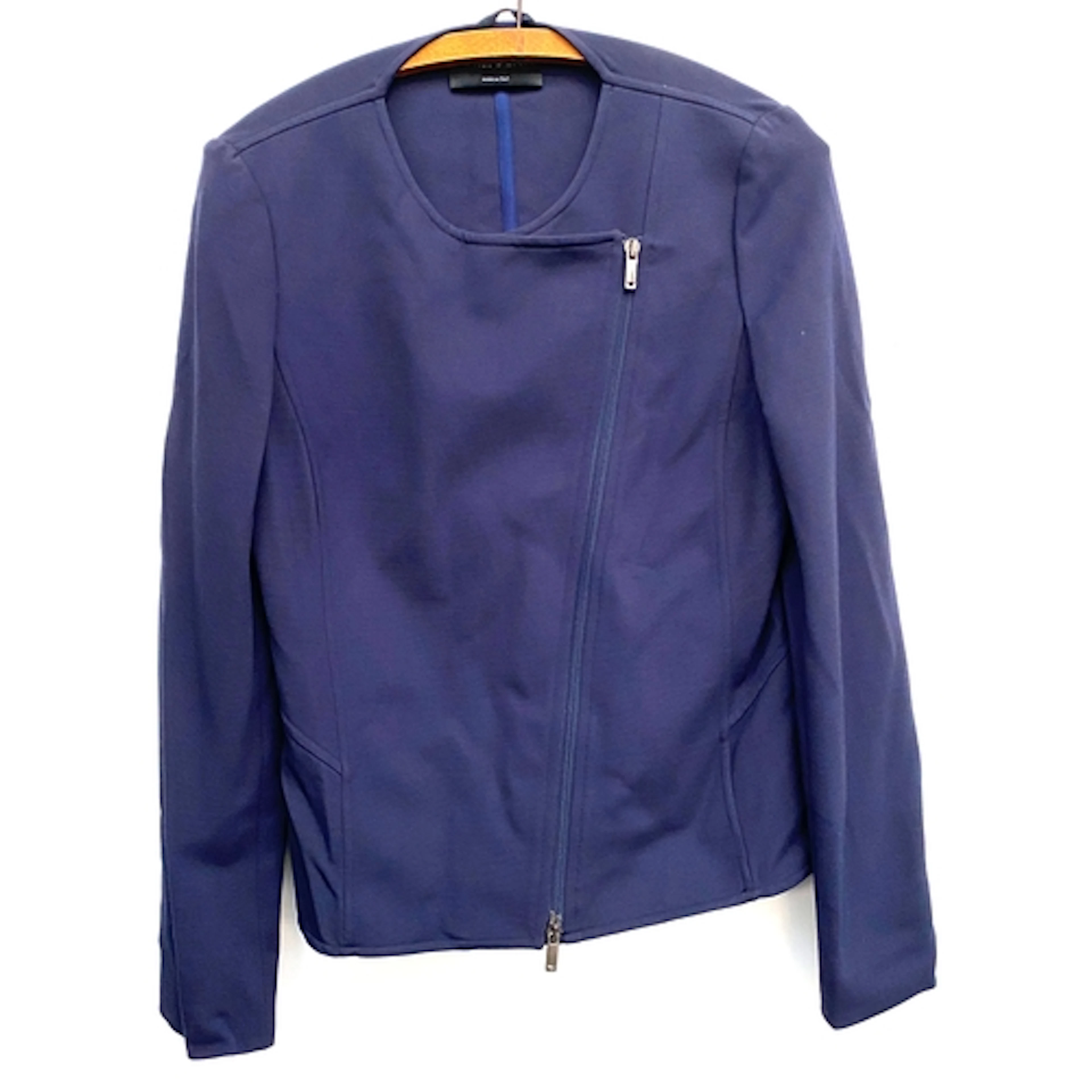 An Emporio Armani navy blue jacket with asymmetrical zip clo...