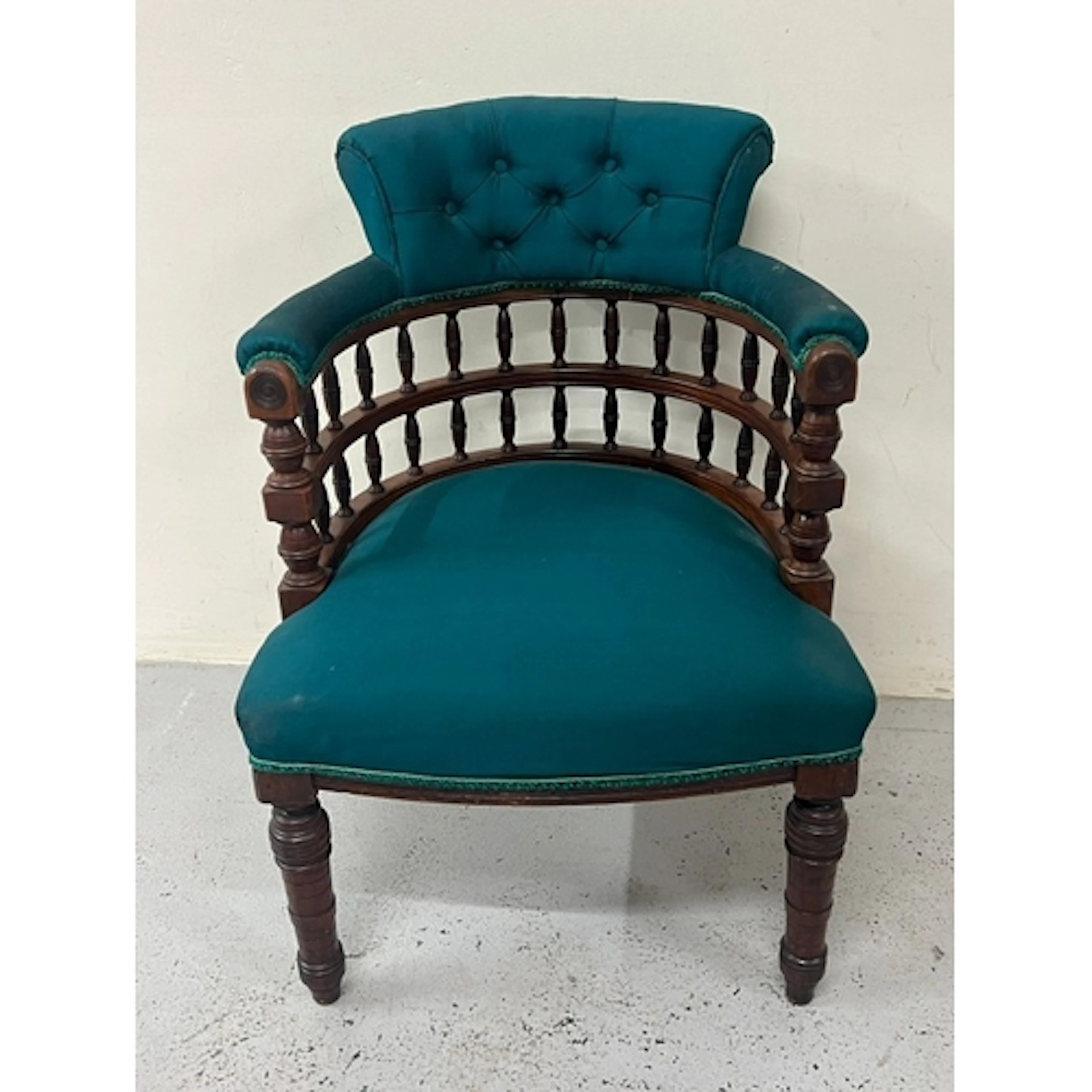 Victorian style captains or library chair and an aquamarine ...