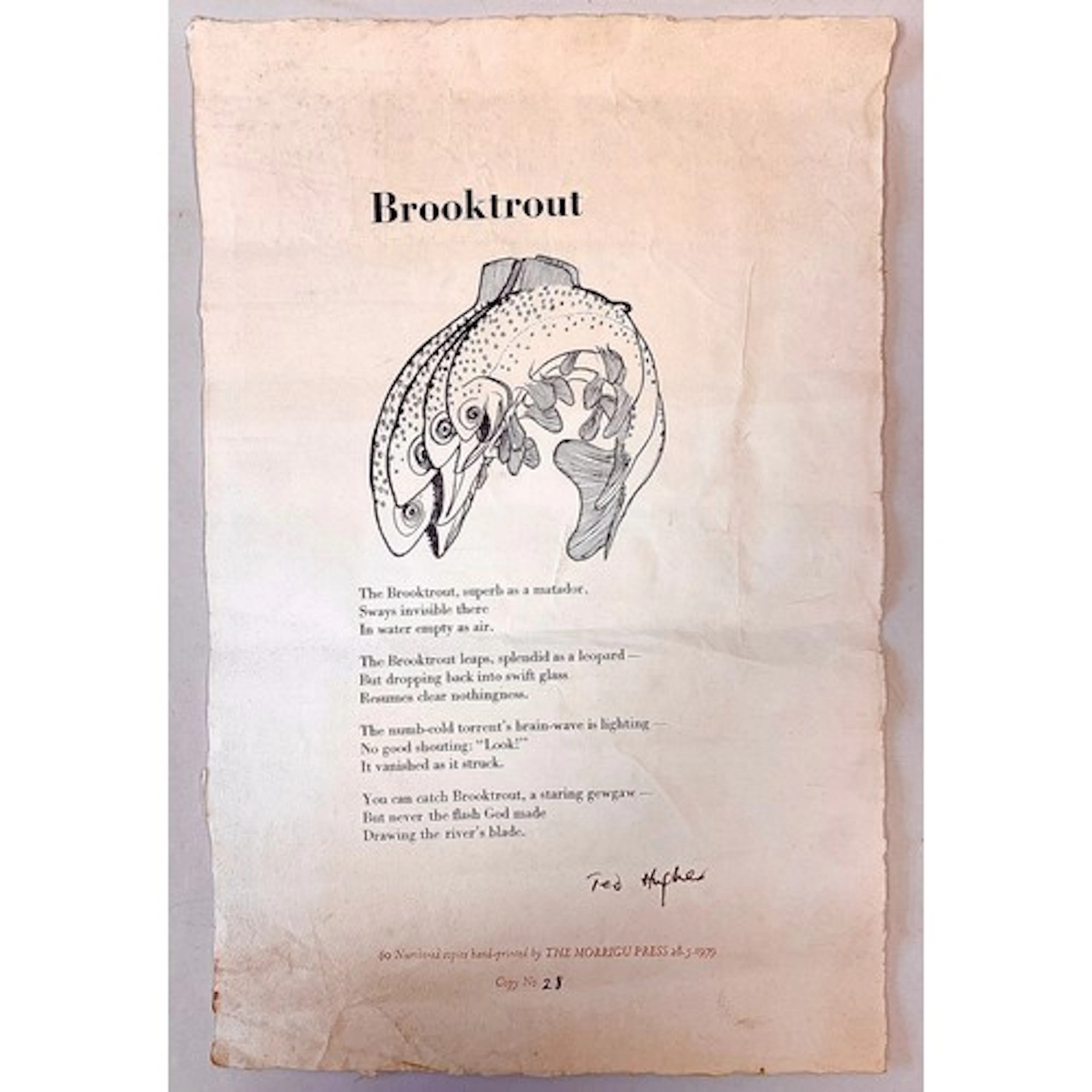 TED HUGHES INTEREST. This is a single sheet of the poem 'Bro...