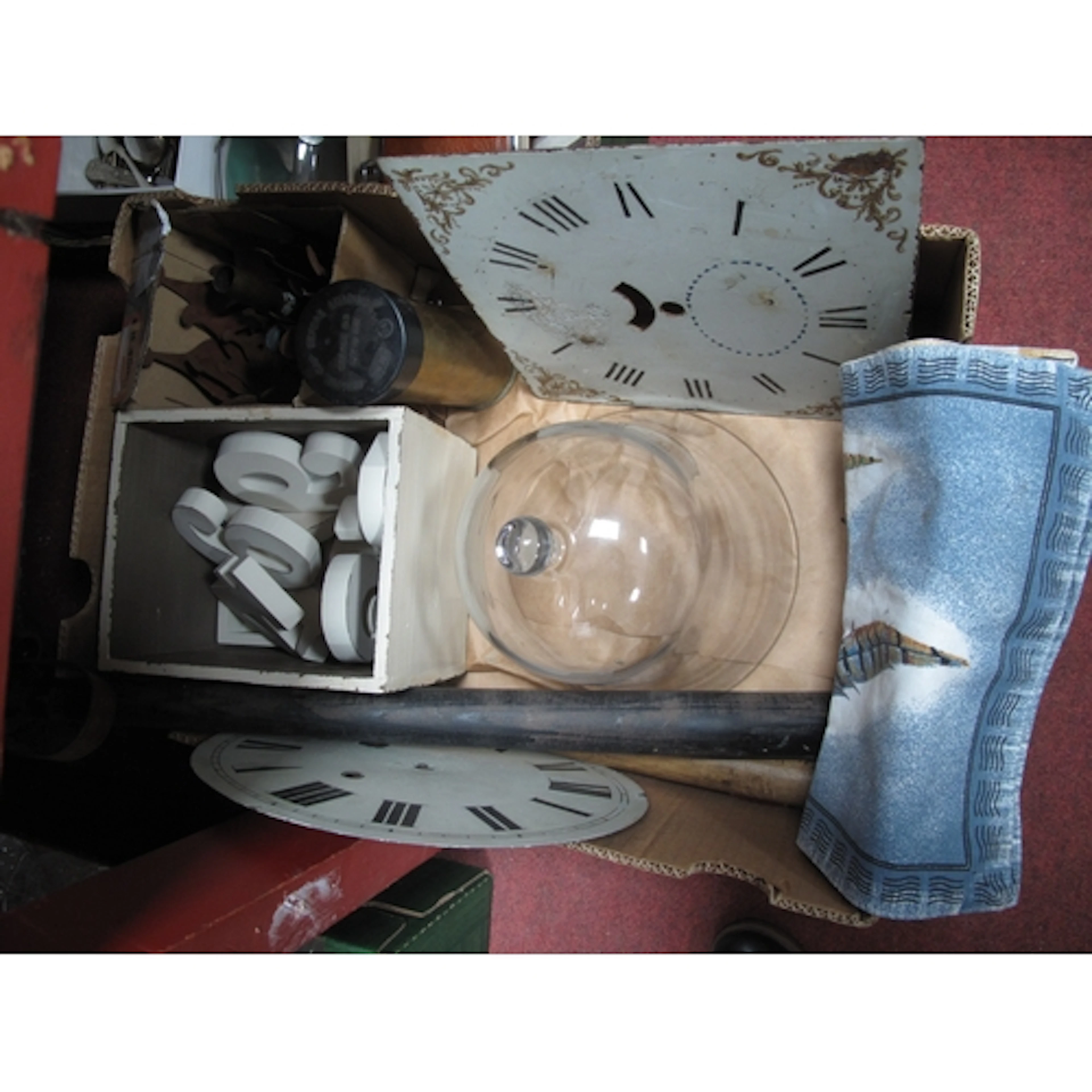 Brass Shell Cases, longcase clock faces, truncheon, Laura As...