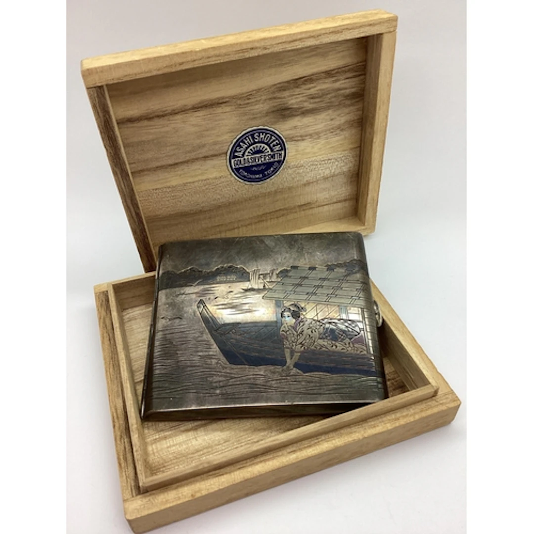 A Decorative Vintage Japanese Cigarette Case, engraved with ...