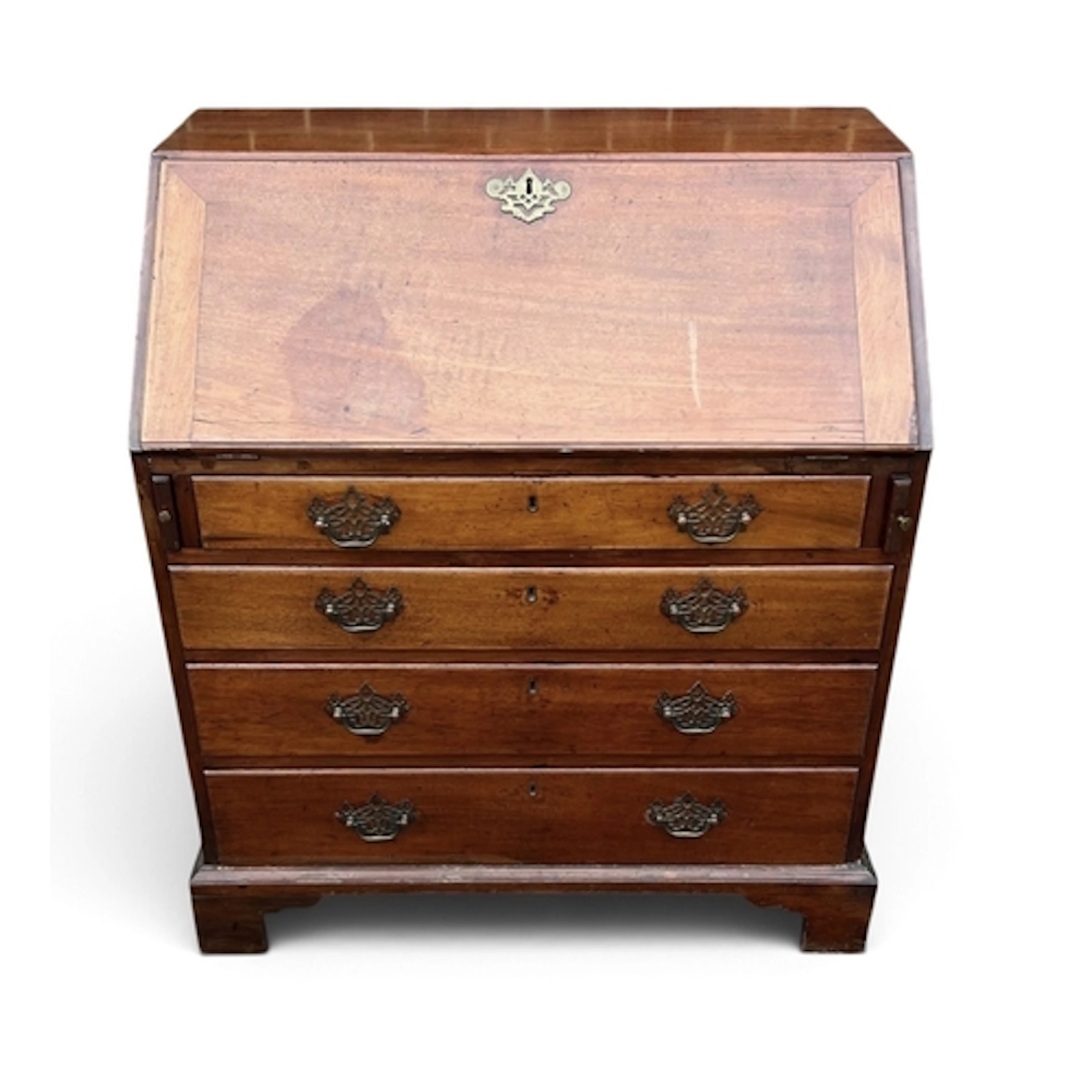 A GEORGE III STYLE MAHOGANY BUREAU, 19TH CENTURY With four d...