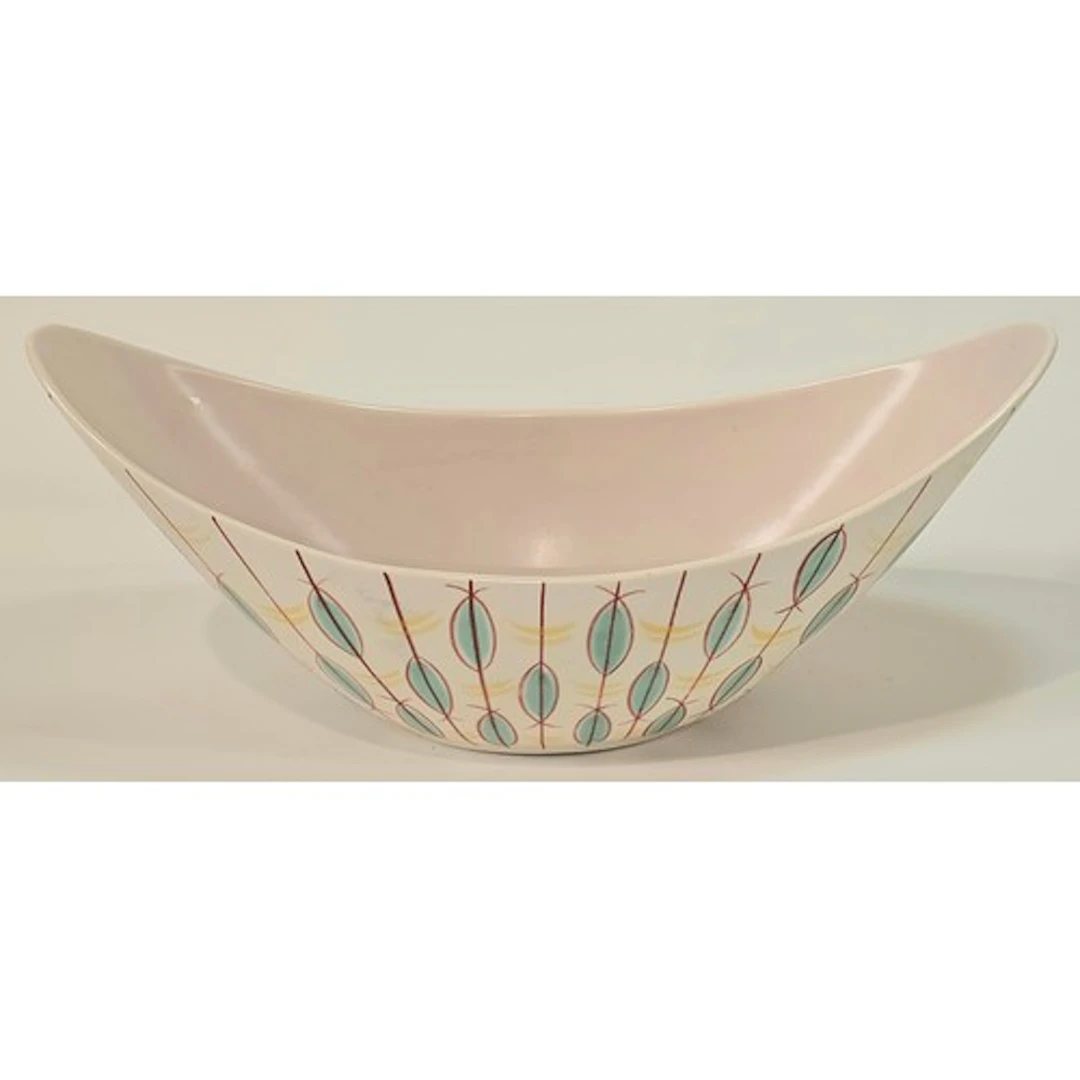 Poole Pottery PY pattern freeform curved boat shaped vase 13...