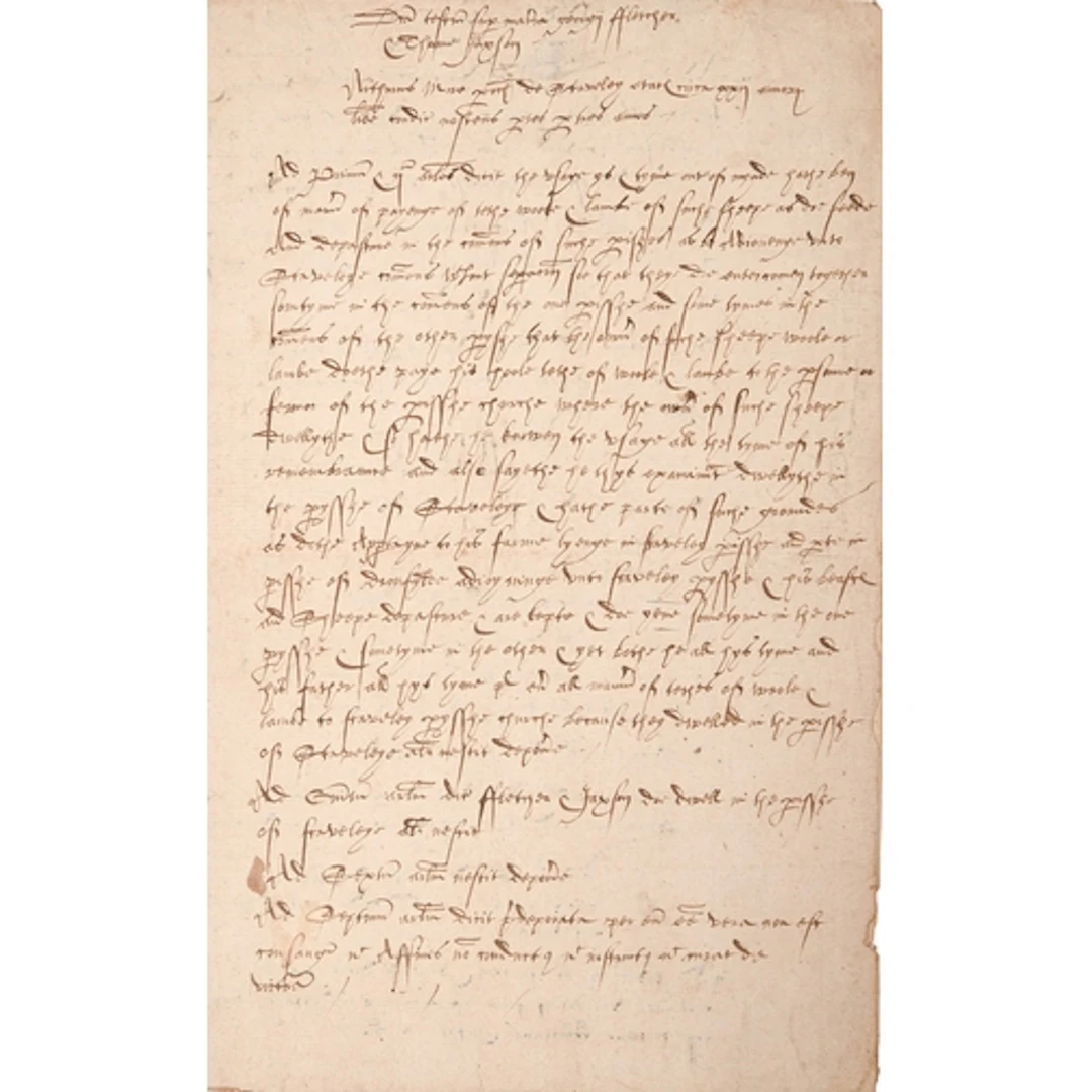 Derbyshire. An Elizabethan manuscript deposition, n.d. [c. 1...