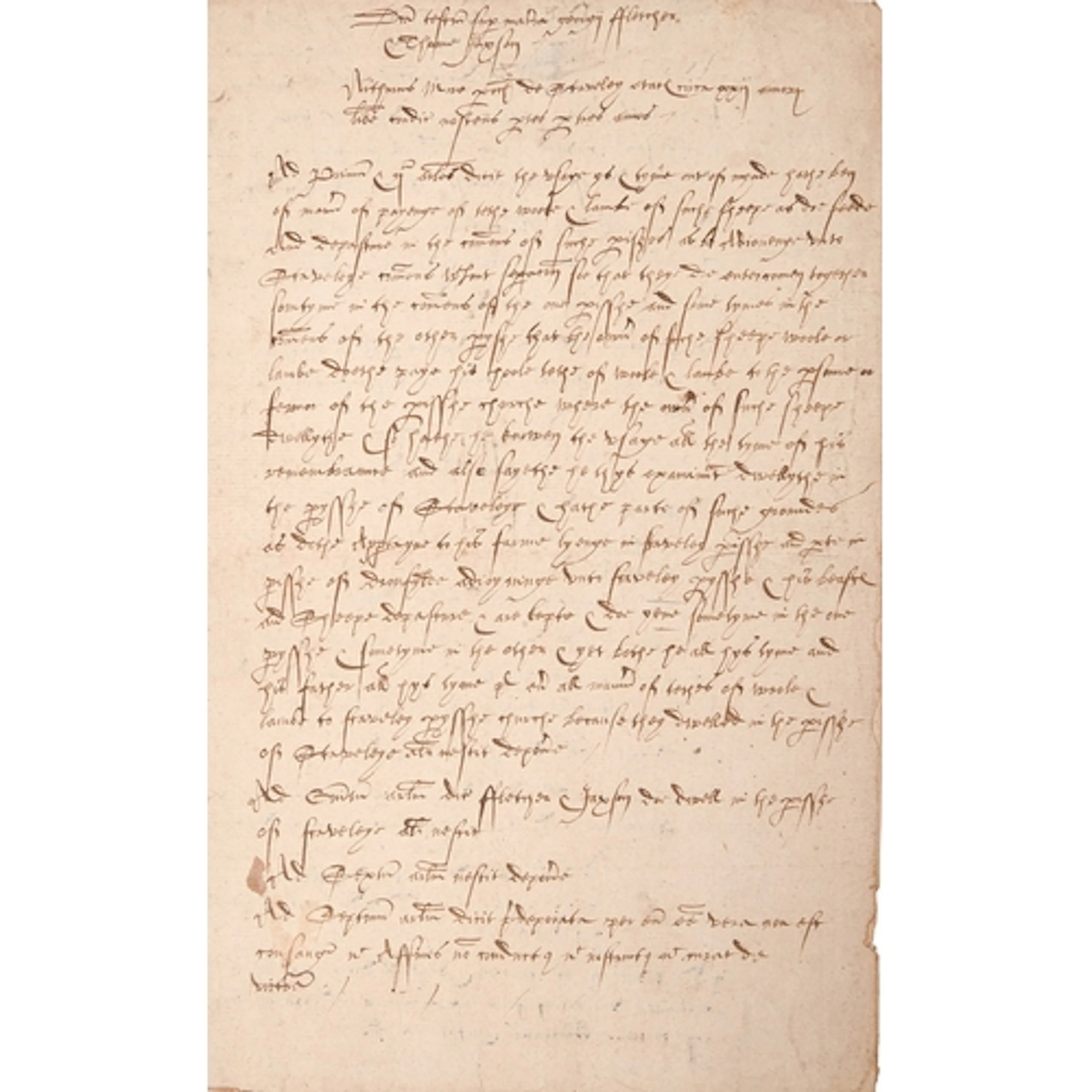 Derbyshire. An Elizabethan manuscript deposition, n.d. [c. 1...