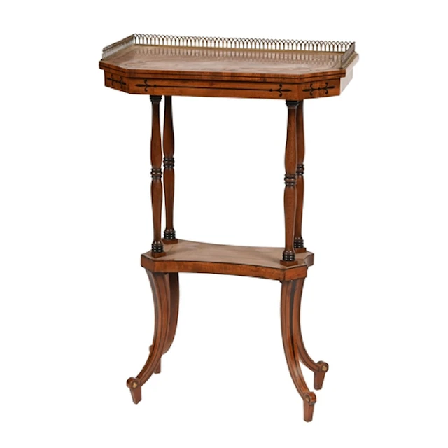 An ebony line inlaid mahogany table, elements early 19th c, ...