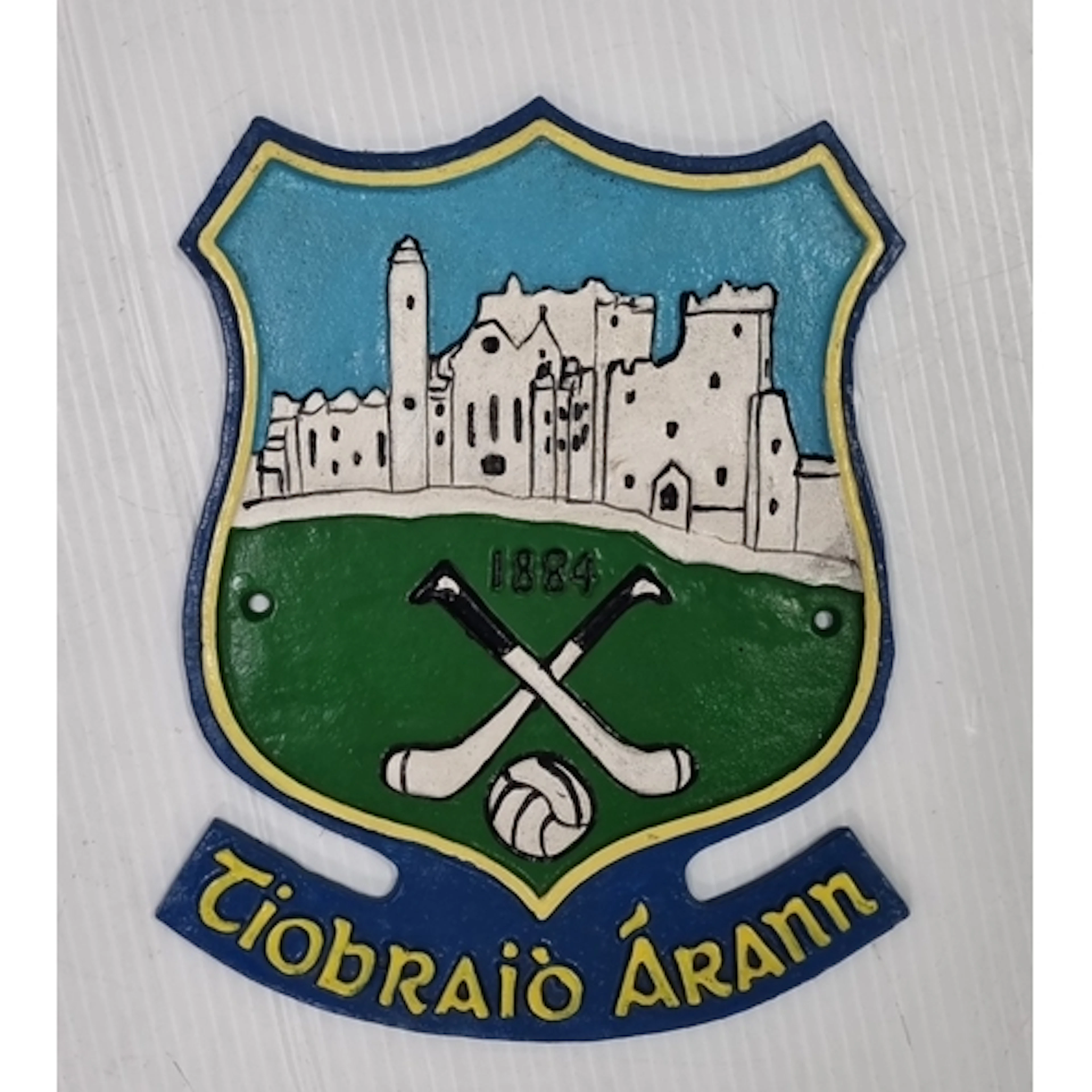 Painted cast-iron Tipperary GAA crest wall plaque dated 1884...