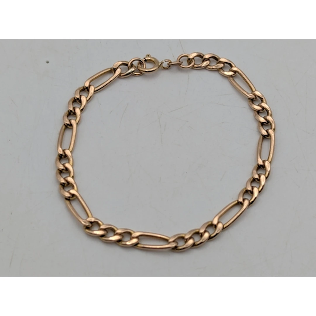 A 9ct yellow gold 3/1 Figaro link necklace, with spring ring...