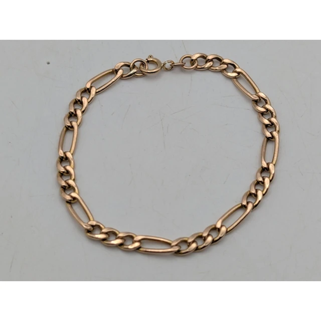 A 9ct yellow gold 3/1 Figaro link necklace, with spring ring...