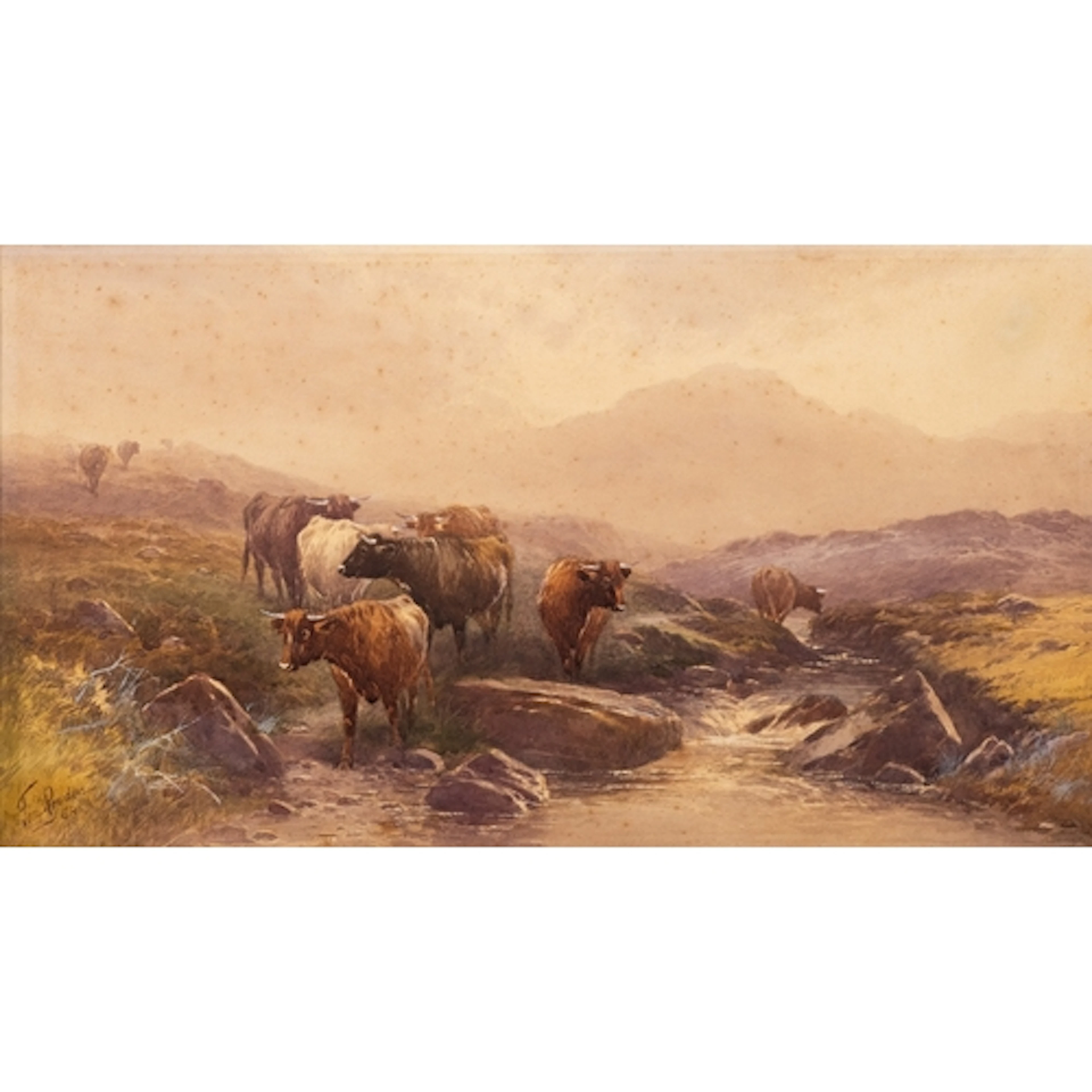 Thomas Rowden (British, 1842-1926) - Cattle on a moor scene...