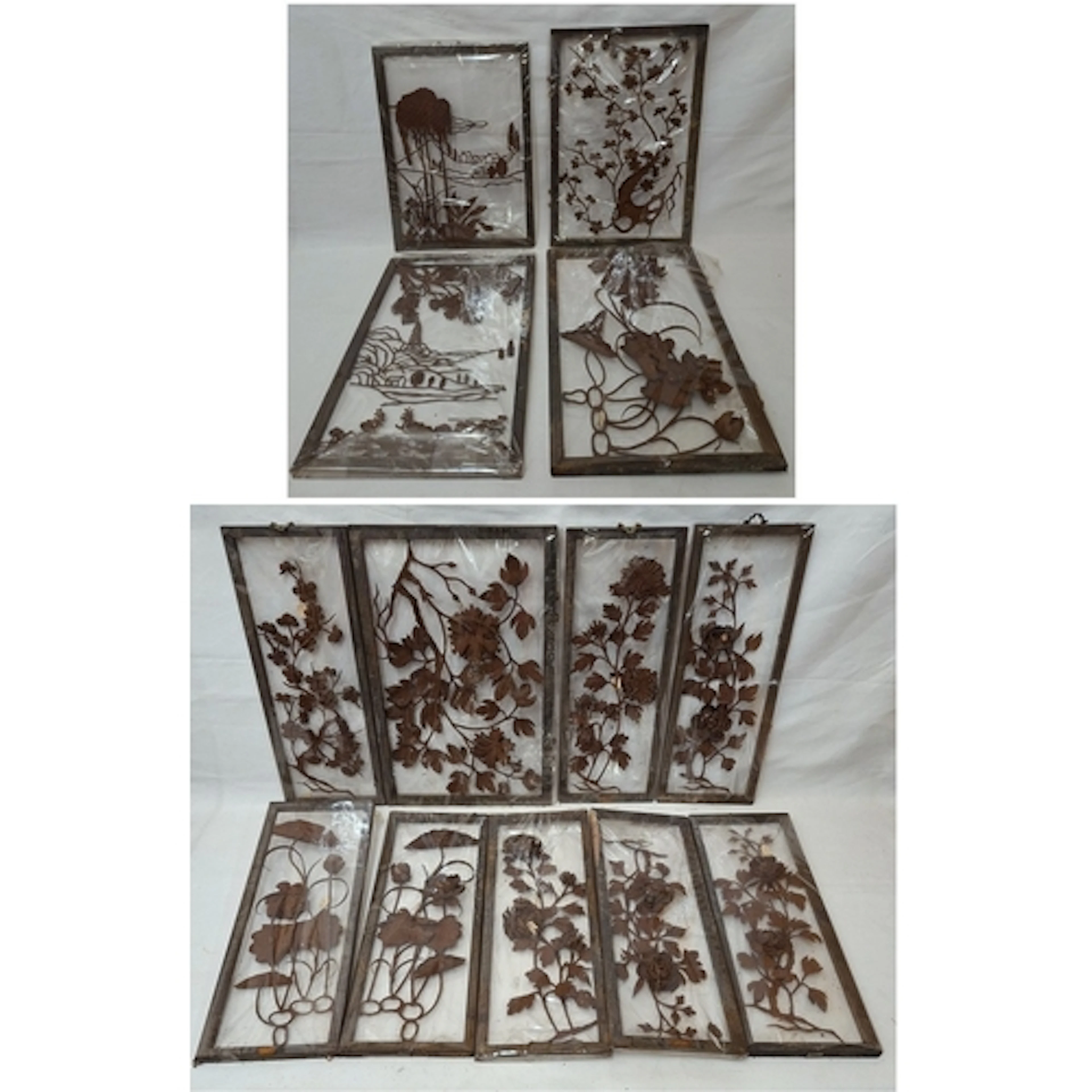 Wooden Framed Iron/Laser Cut Decorative Sculptures incl. flo...