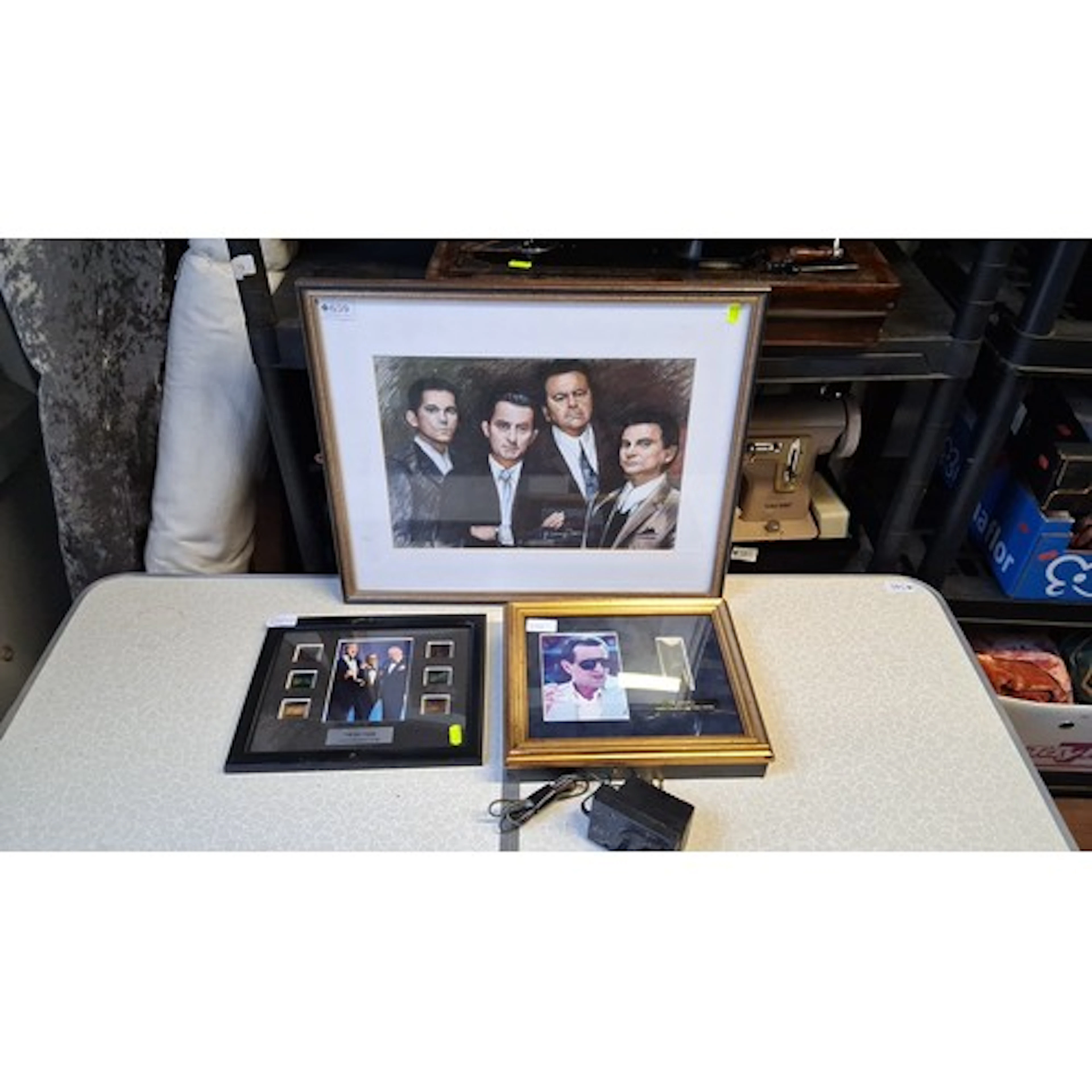 Set of 3 framed film memorabilia display pieces: 1 x Rat Pac...