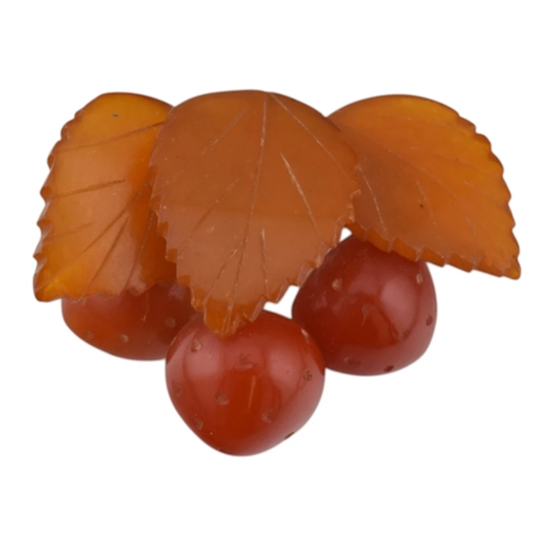 A Russian amber retro yellow metal, orange and red strawberr...