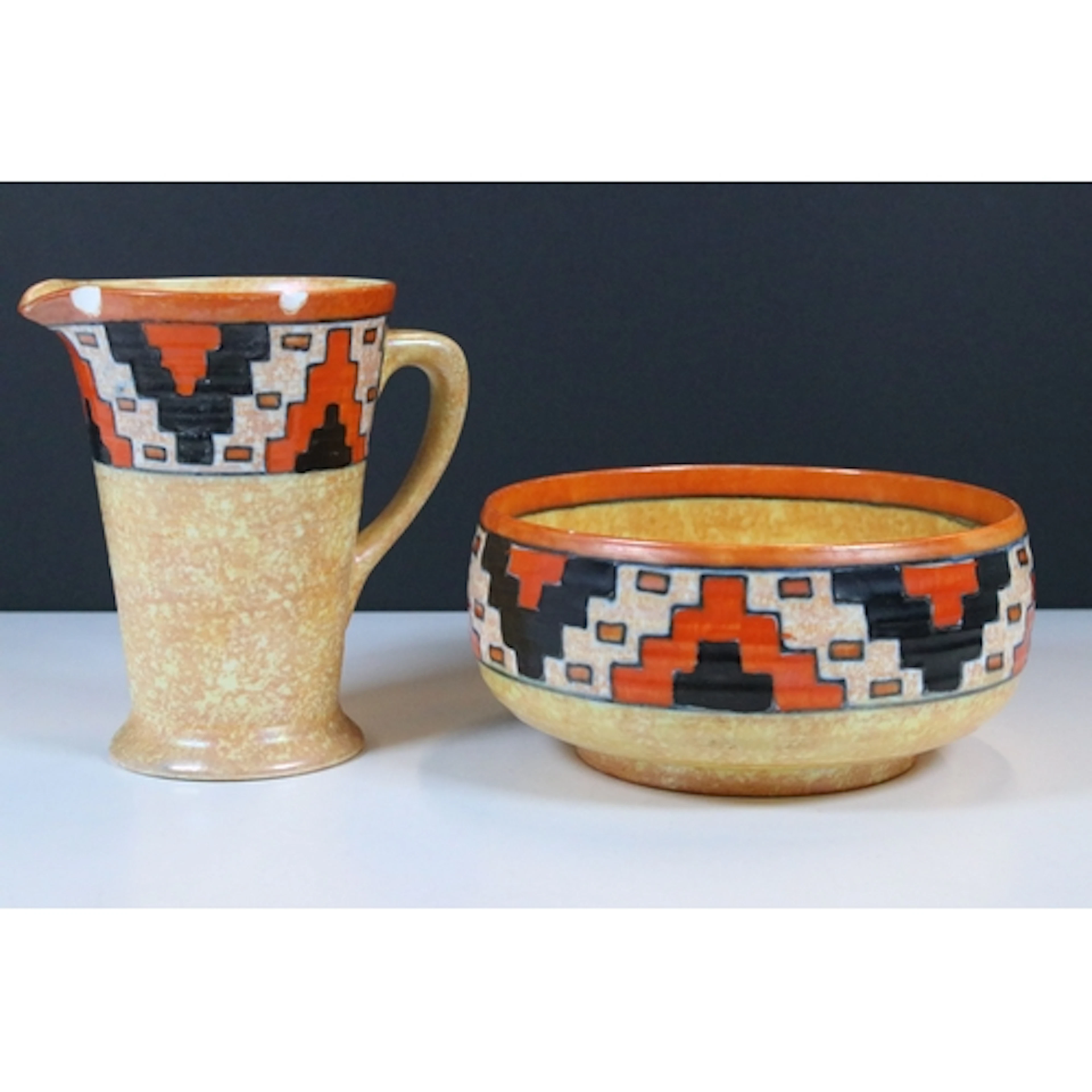 Charlotte Rhead for Crown Ducal 'Aztec' pattern bowl, printe...