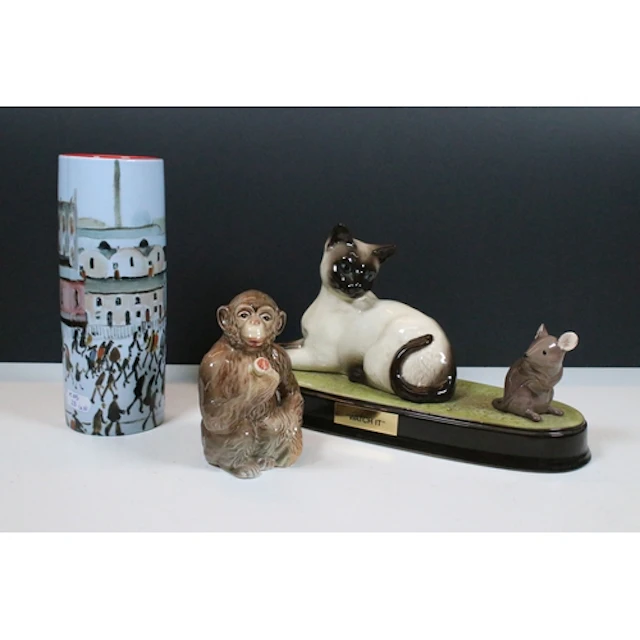 Three items of Beswick including monkey smoking a pipe model...