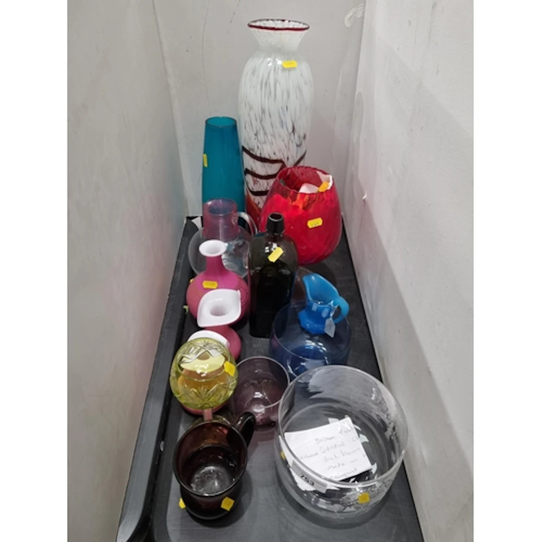 A selection of various glassware including a tall Vase, a la...
