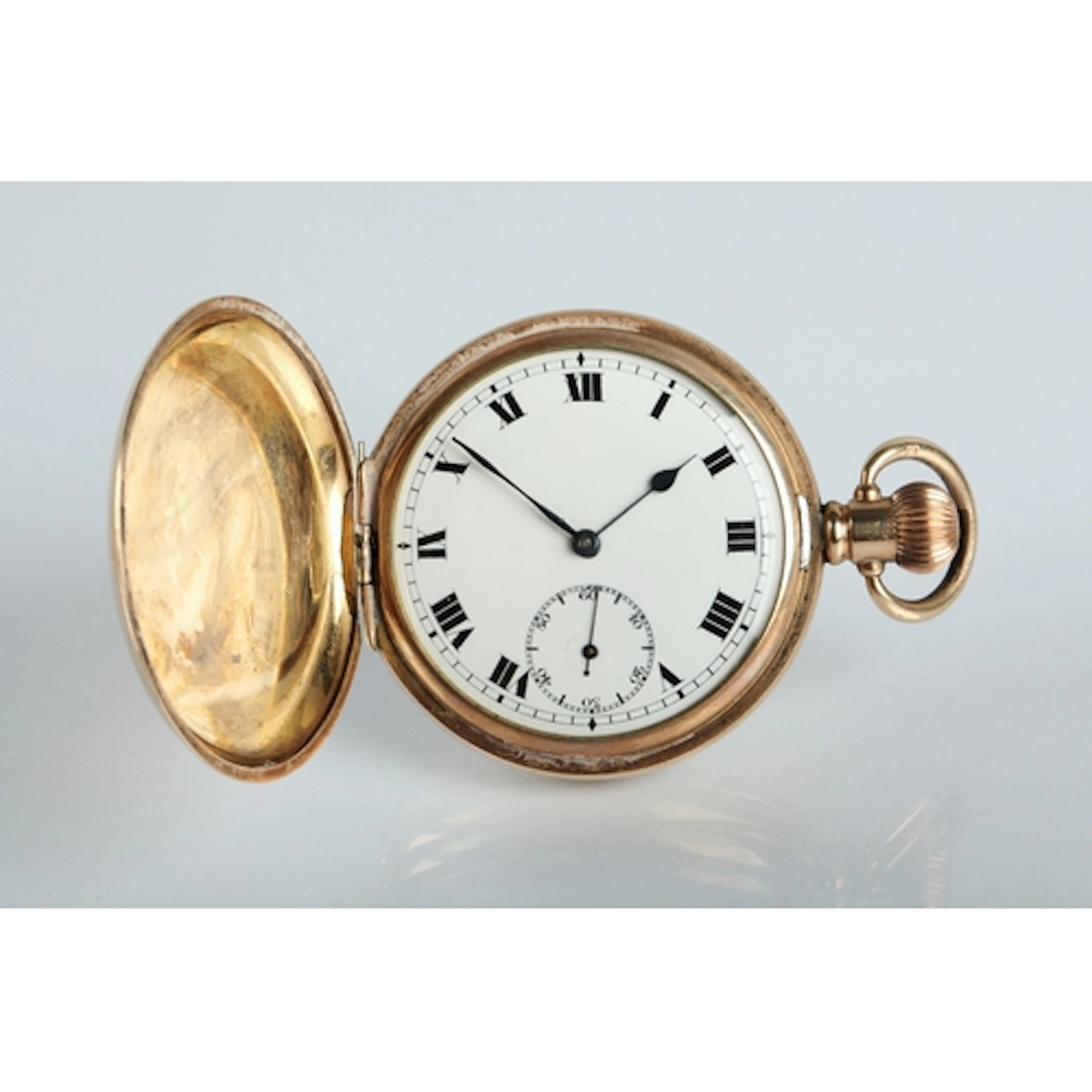 Gents gold plated full hunter pocket watch