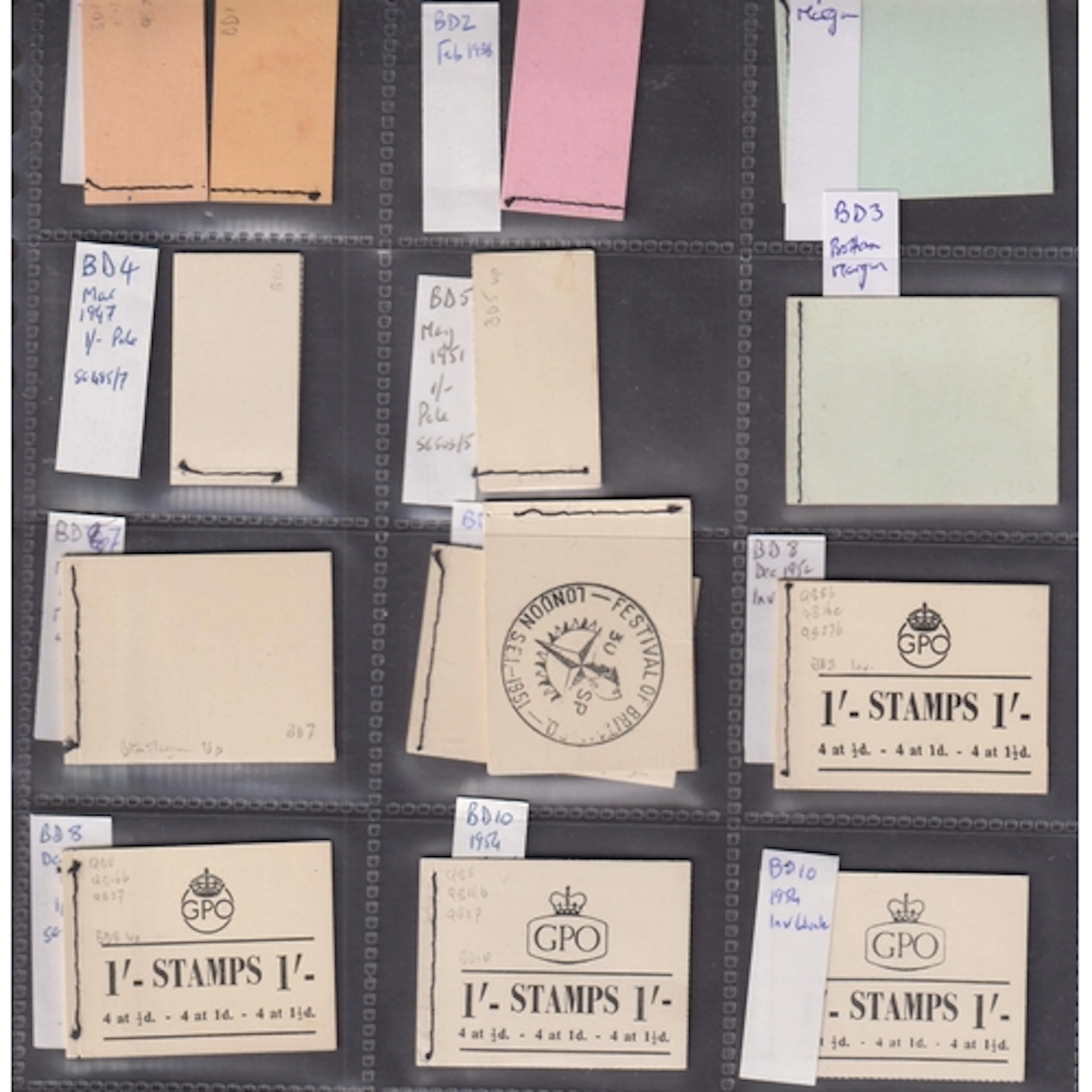 1938/54 group of booklets with 6d SG BD1 (upright and invert...