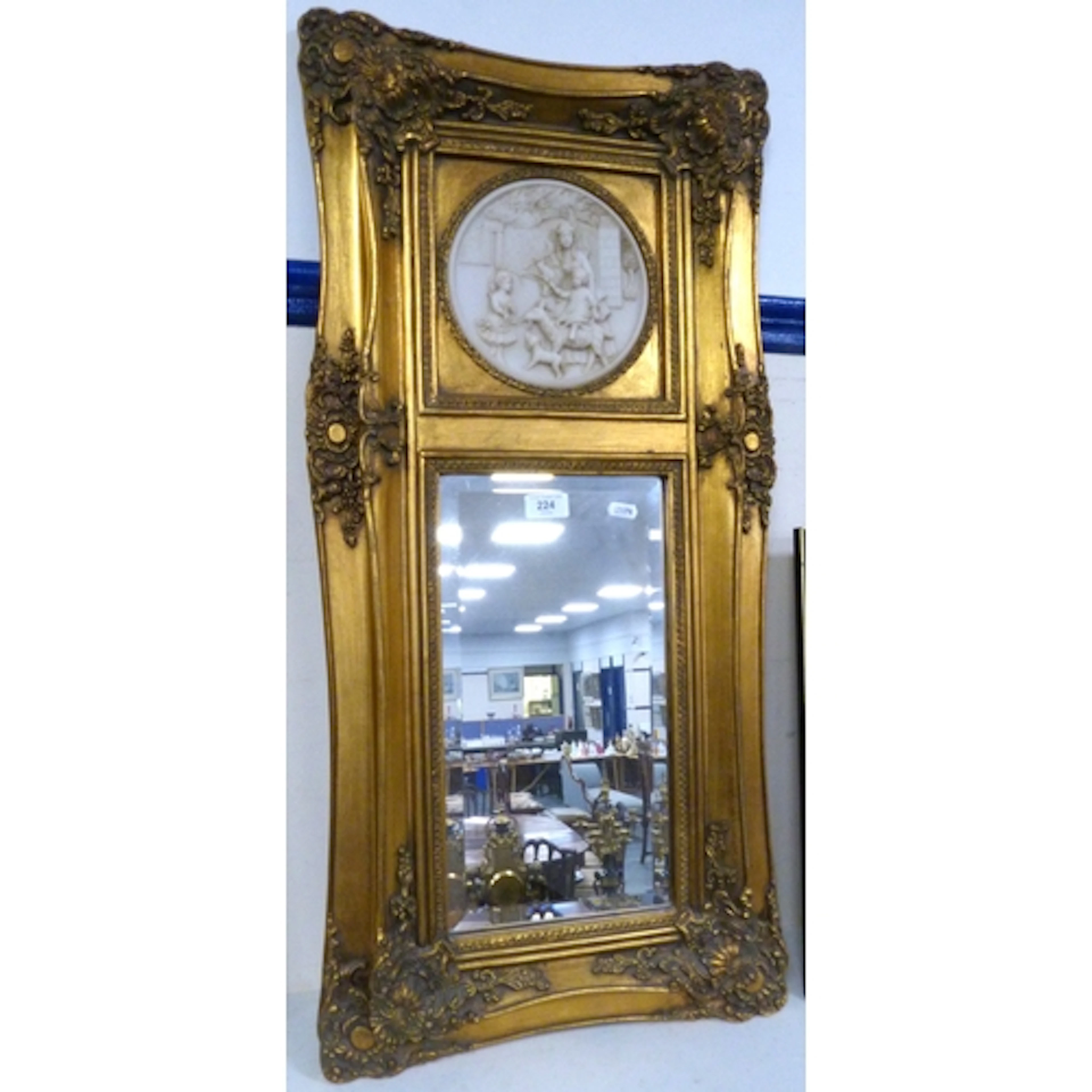 French style pier mirror with relief panel to the top above ...