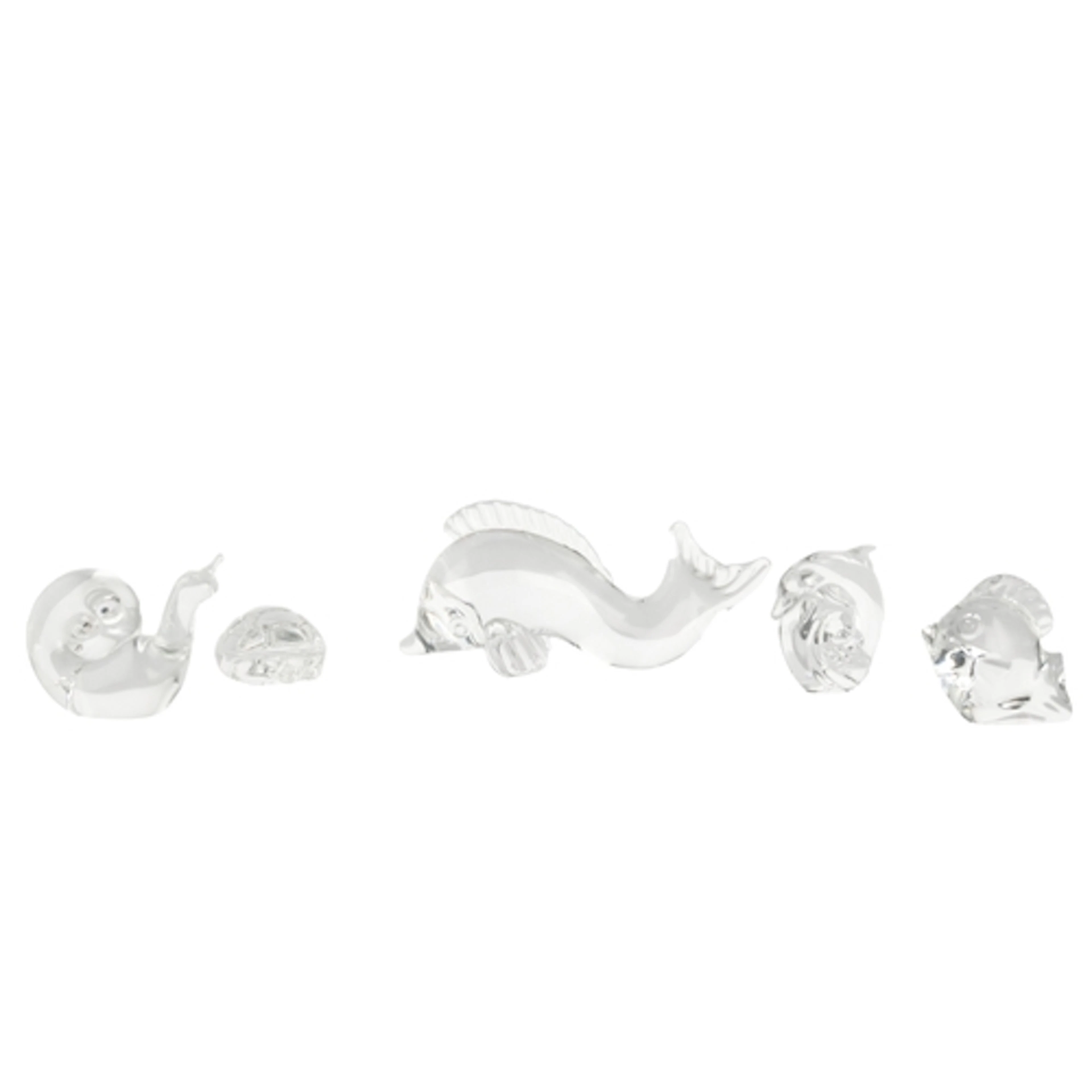 STEUBEN GLASS: FIVE FIGURES OF MARINE LIFE To include a snai...