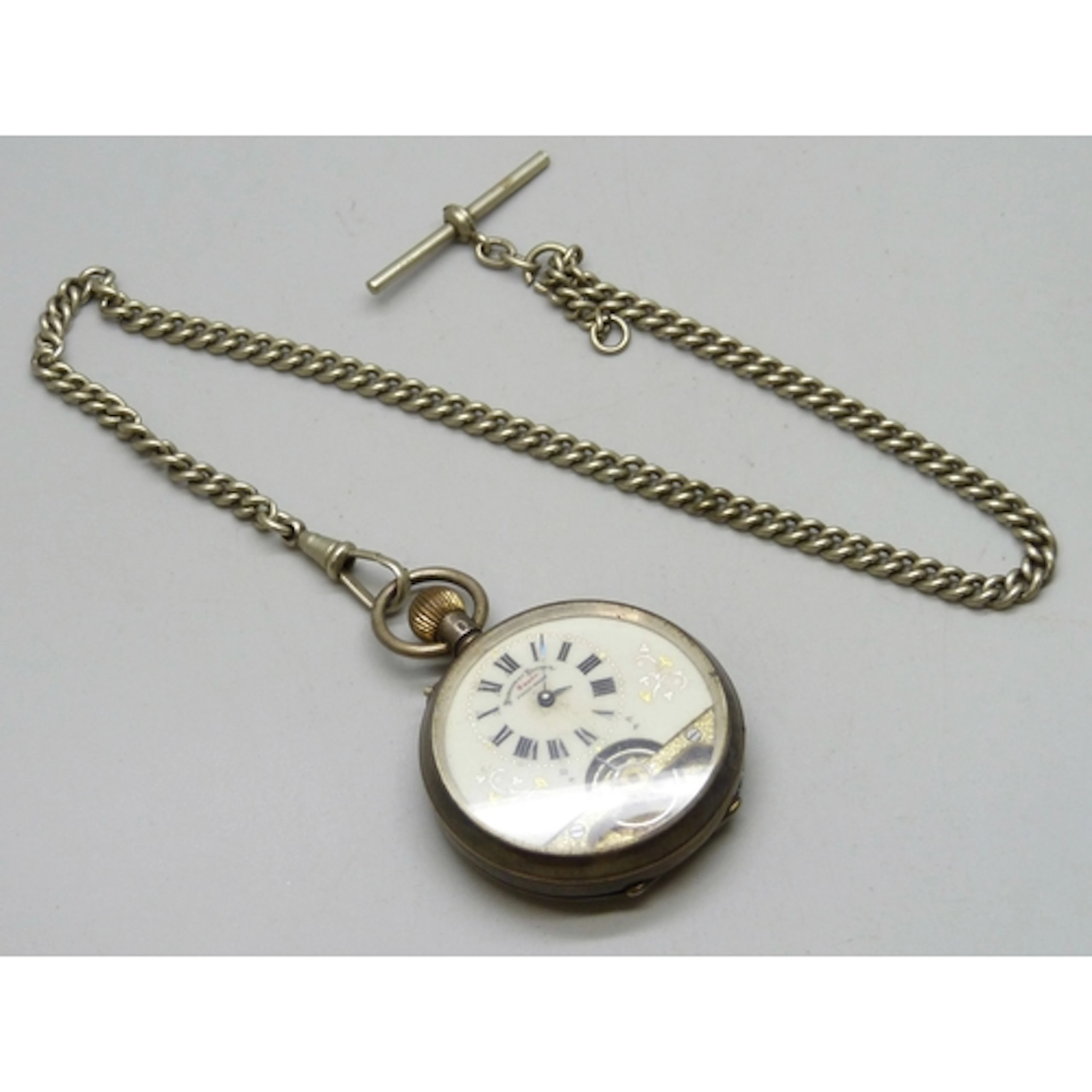 A Hebdomas silver cased 8-Days pocket watch, case back detac...