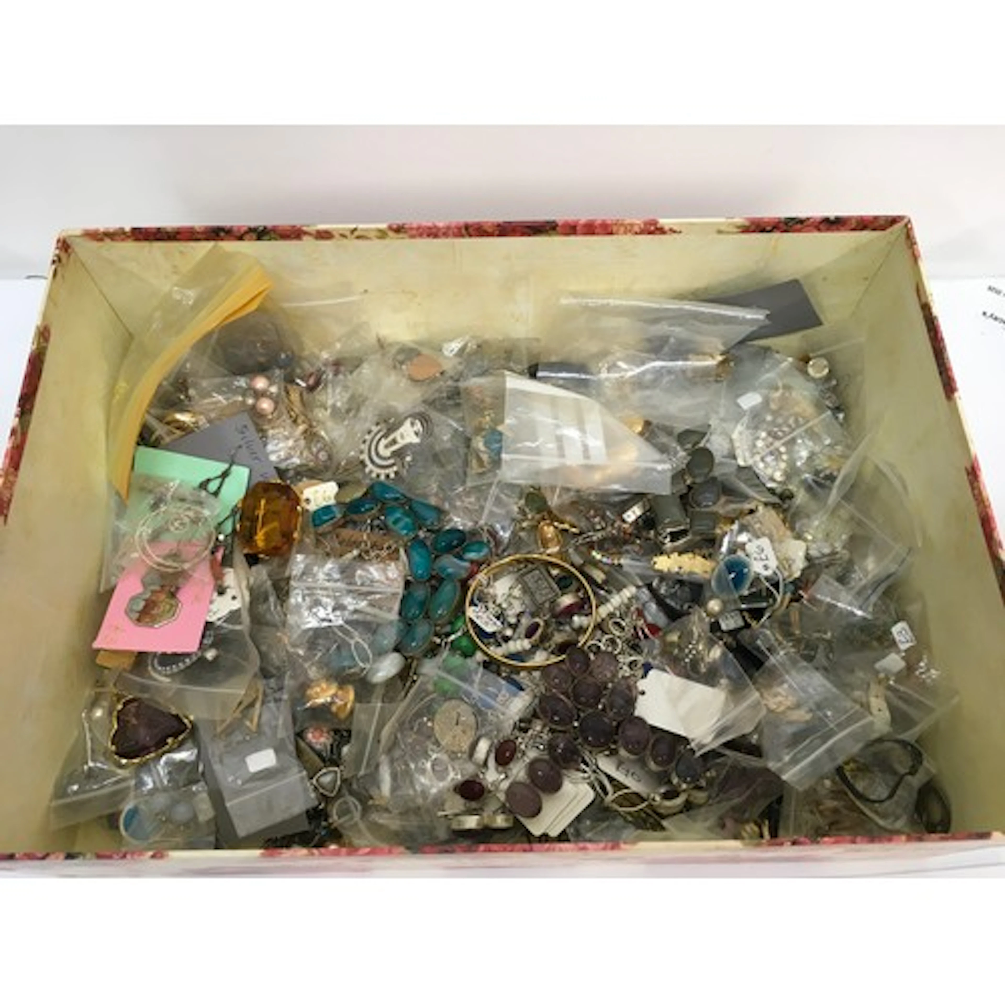 A box of assorted dress jewellery and odds including some vi...