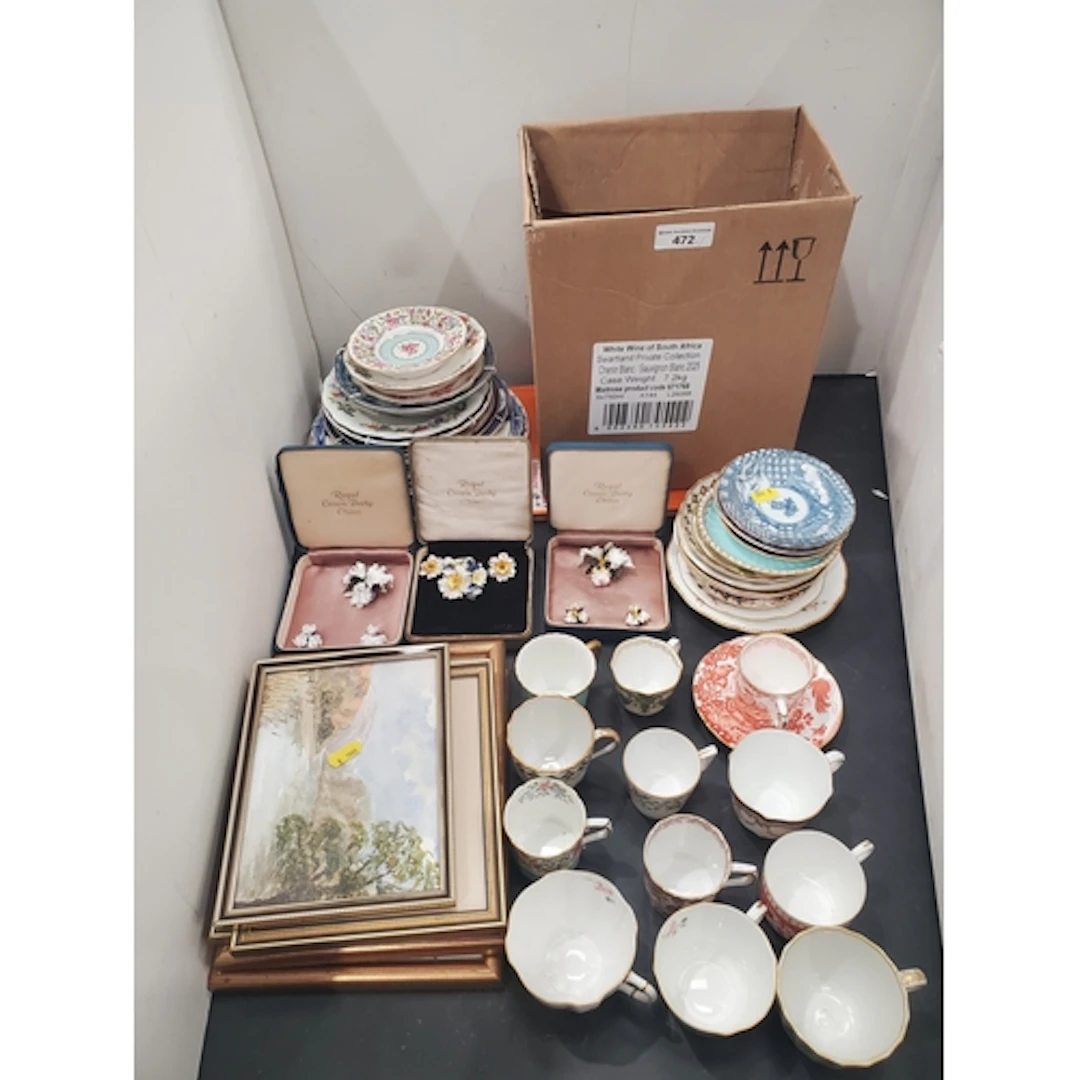 A collection of Cups and Saucers including Royal Crown Derby...