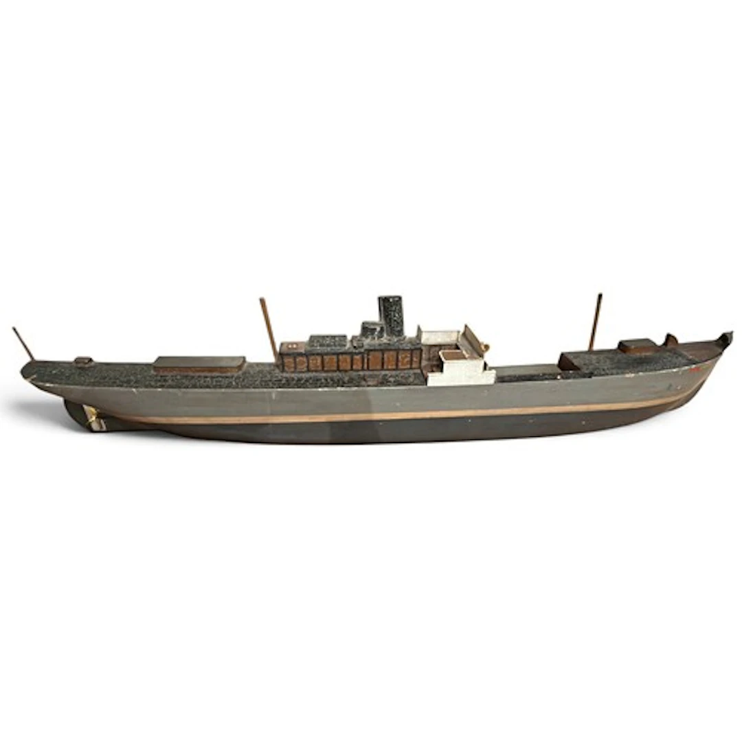 A substantial vintage painted ship builder’s half-hull block...