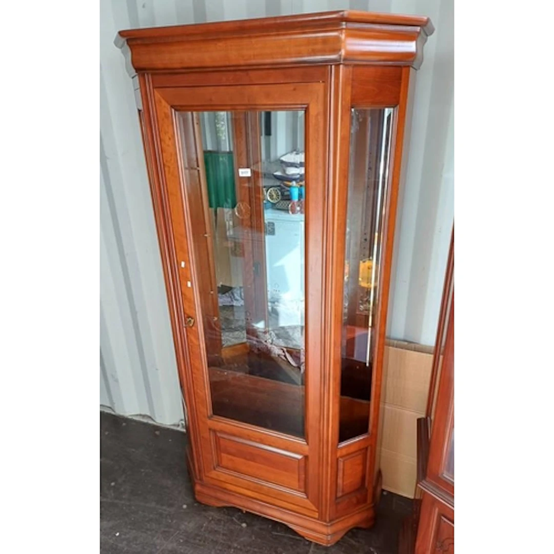 HARDWOOD FRAMED DISPLAY CABINET WITH GLAZED PANEL DOOR, 185C...