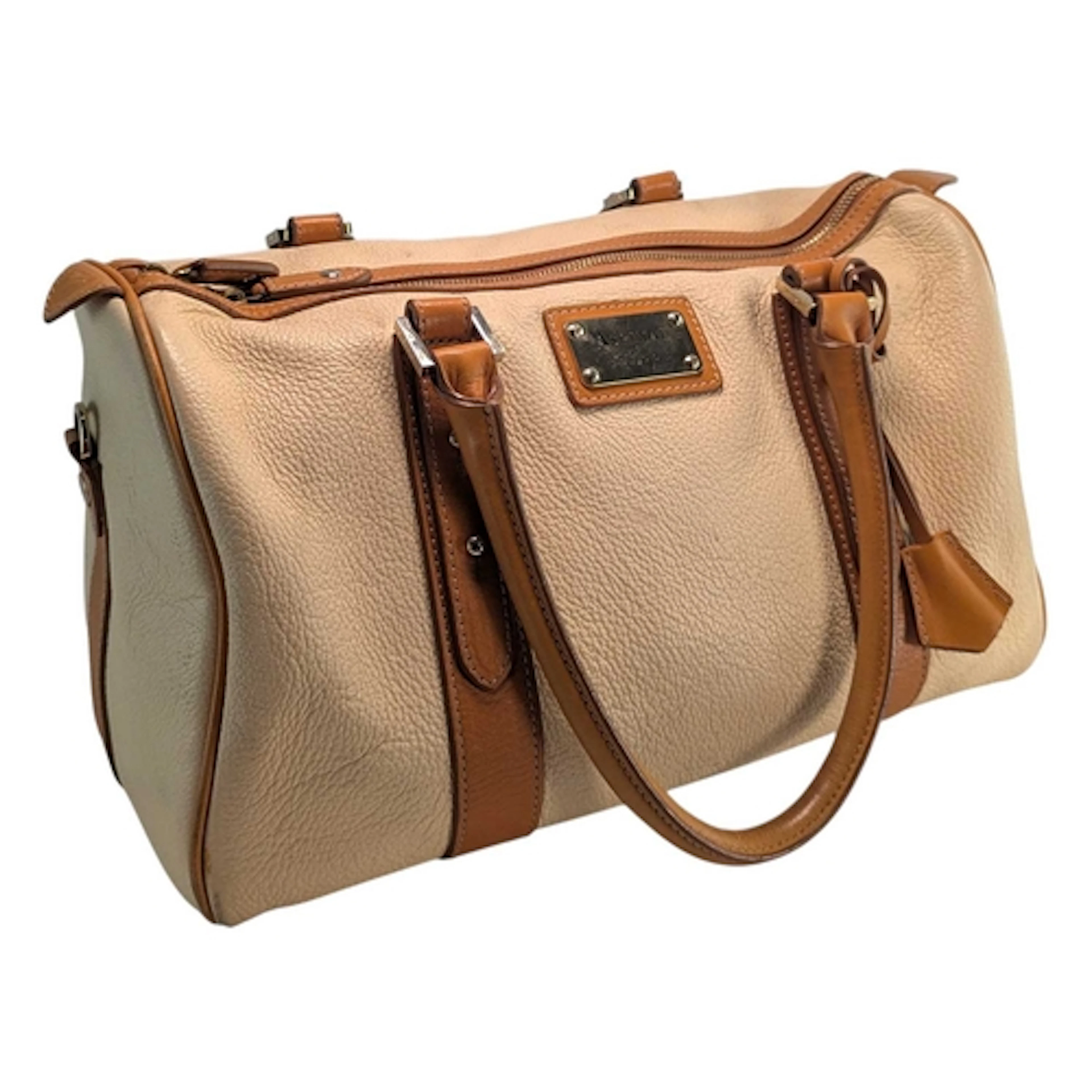 Aspinal of London - a cream and brown leather handbag / smal...