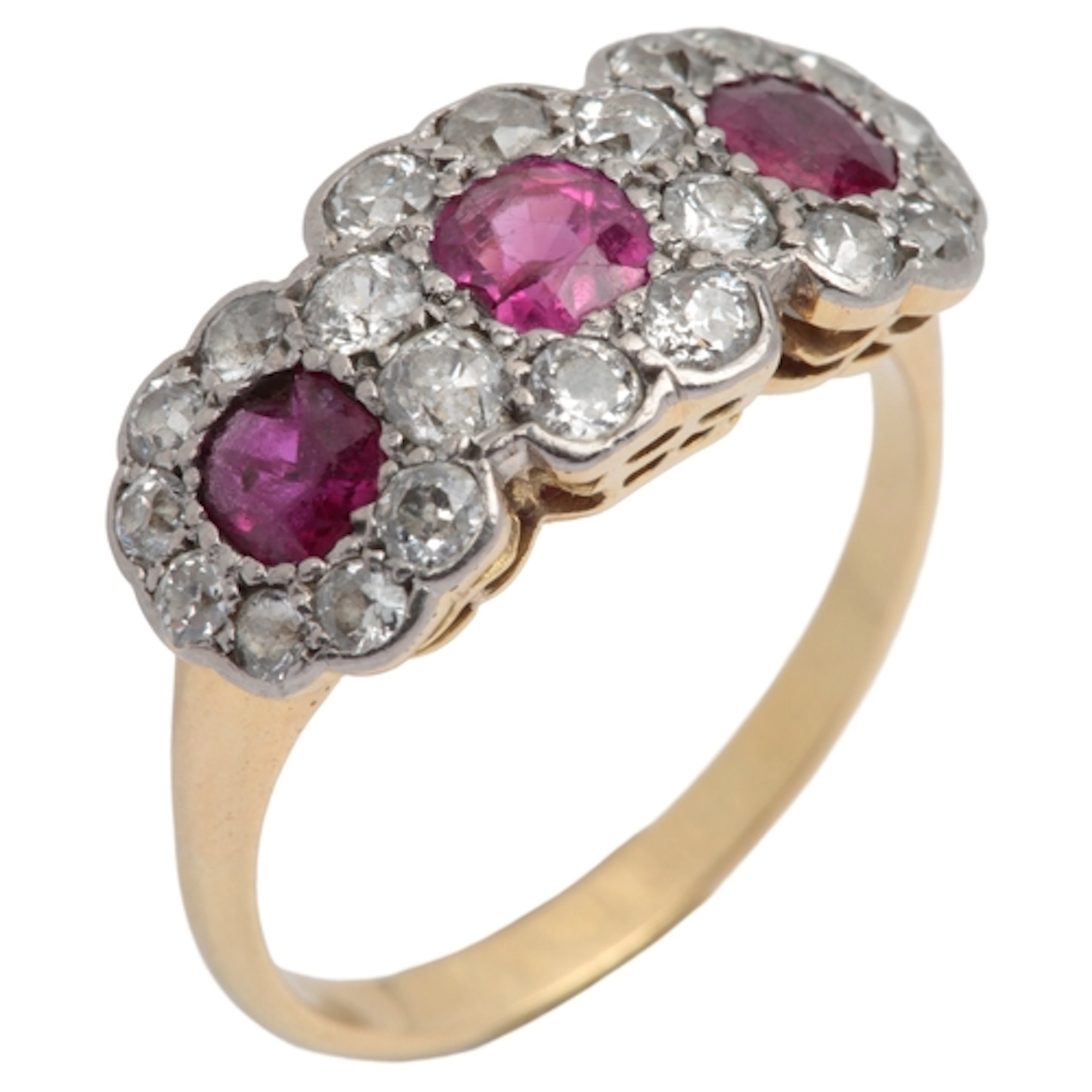 A ruby and diamond ring, early 20th century, designed as a r...