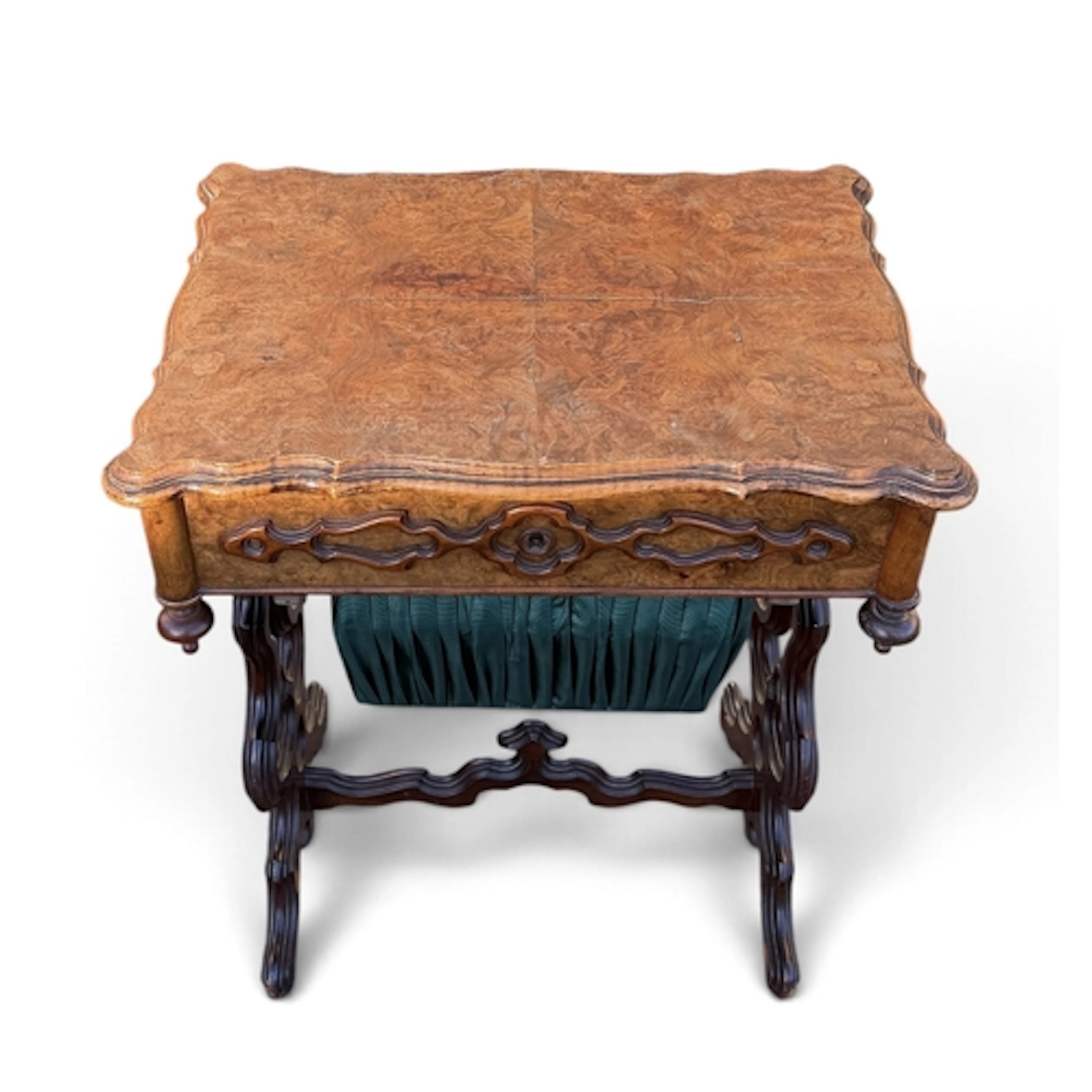 A 19TH CENTURY WALNUT SEWING TABLE 54cm x 39cm x 70cm...