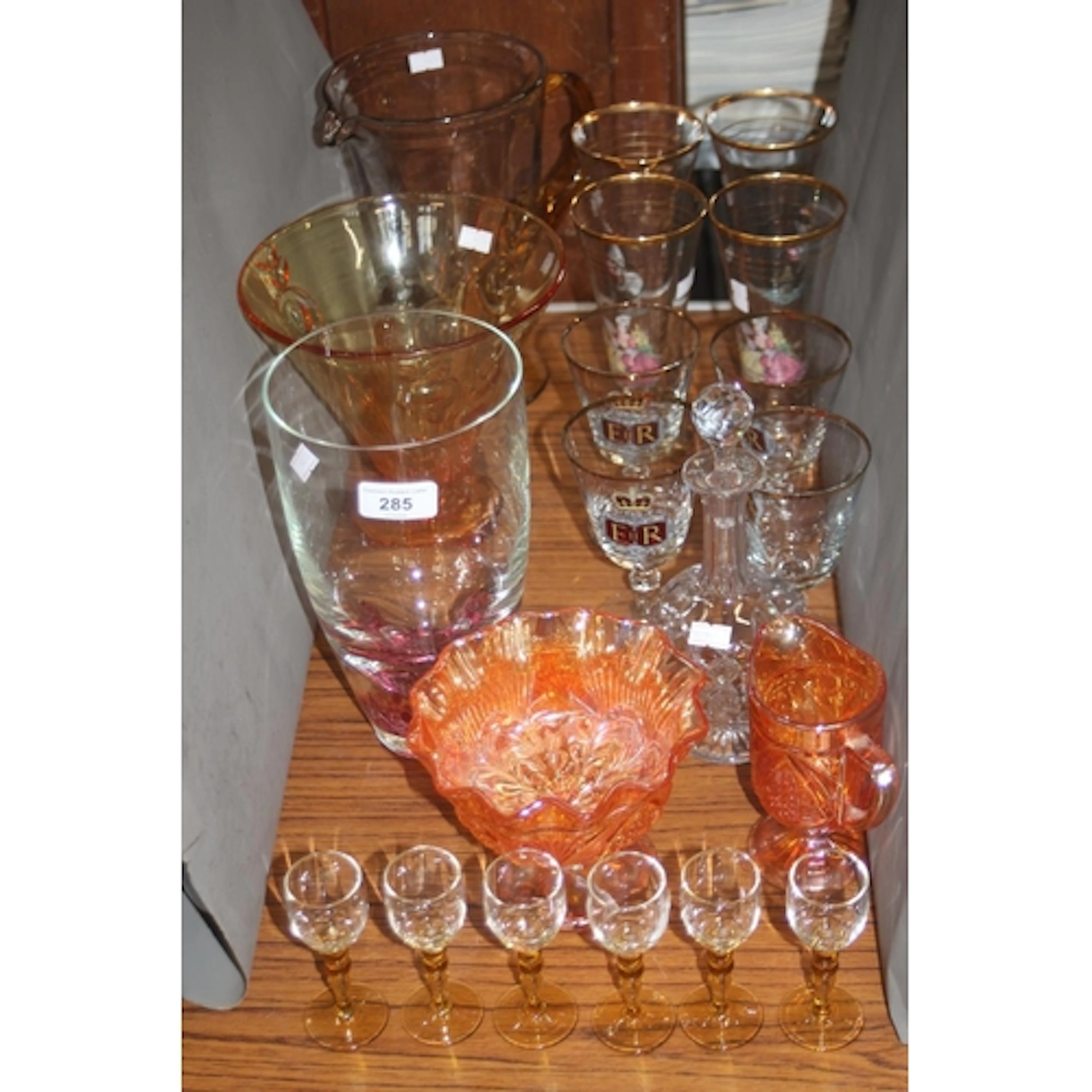 Glass Silver jubilee goblets, Caithness art glass vase, carn...