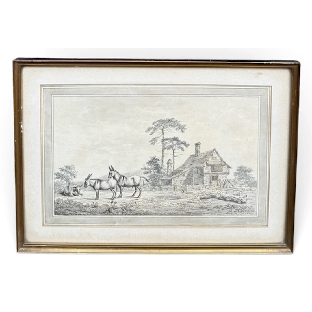SAMUEL HOWITT (BRITISH, 1756-1822): LANDSCAPE WITH DONKEYS A...