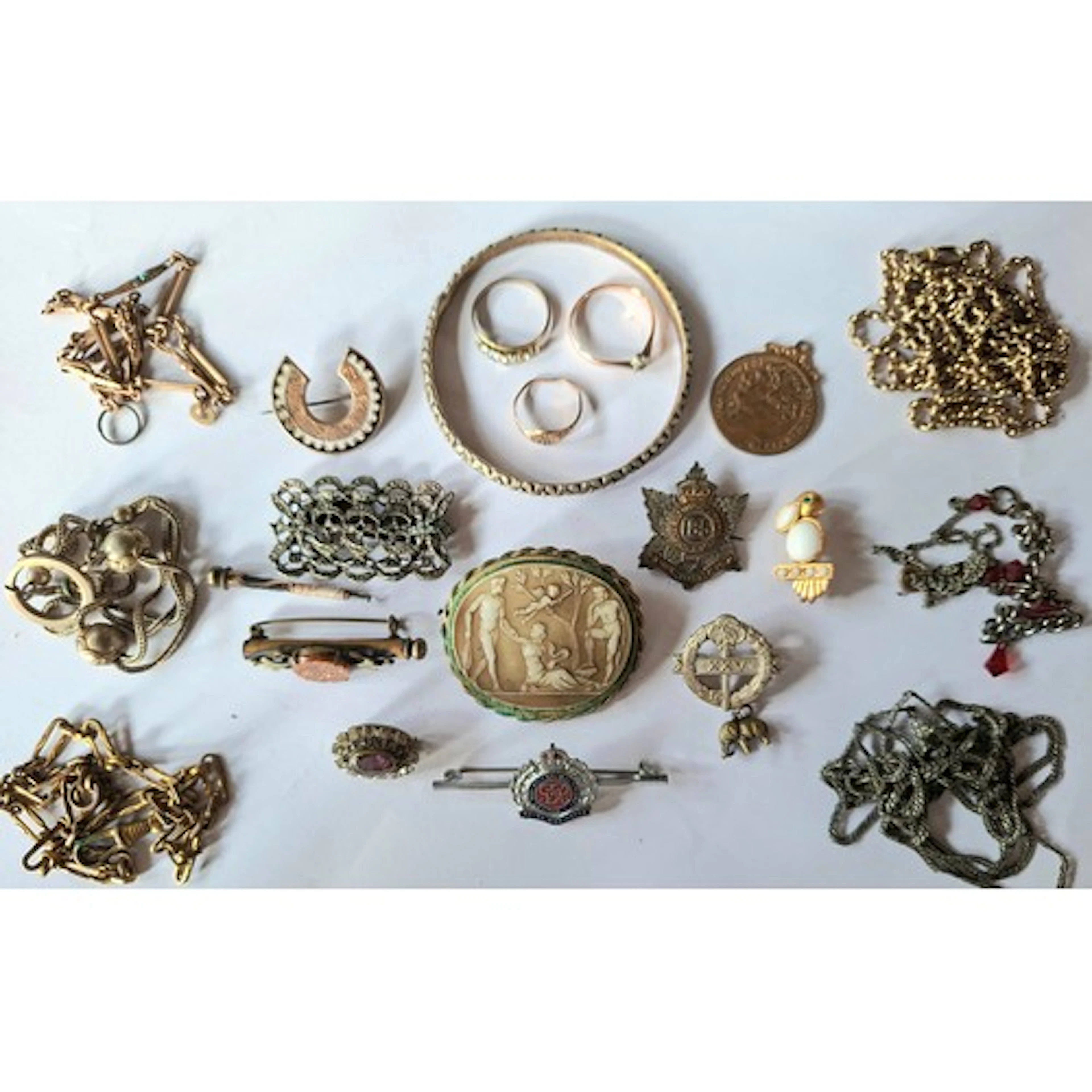 Vintage costume jewellery to include a silver bangle 24.9g, ...