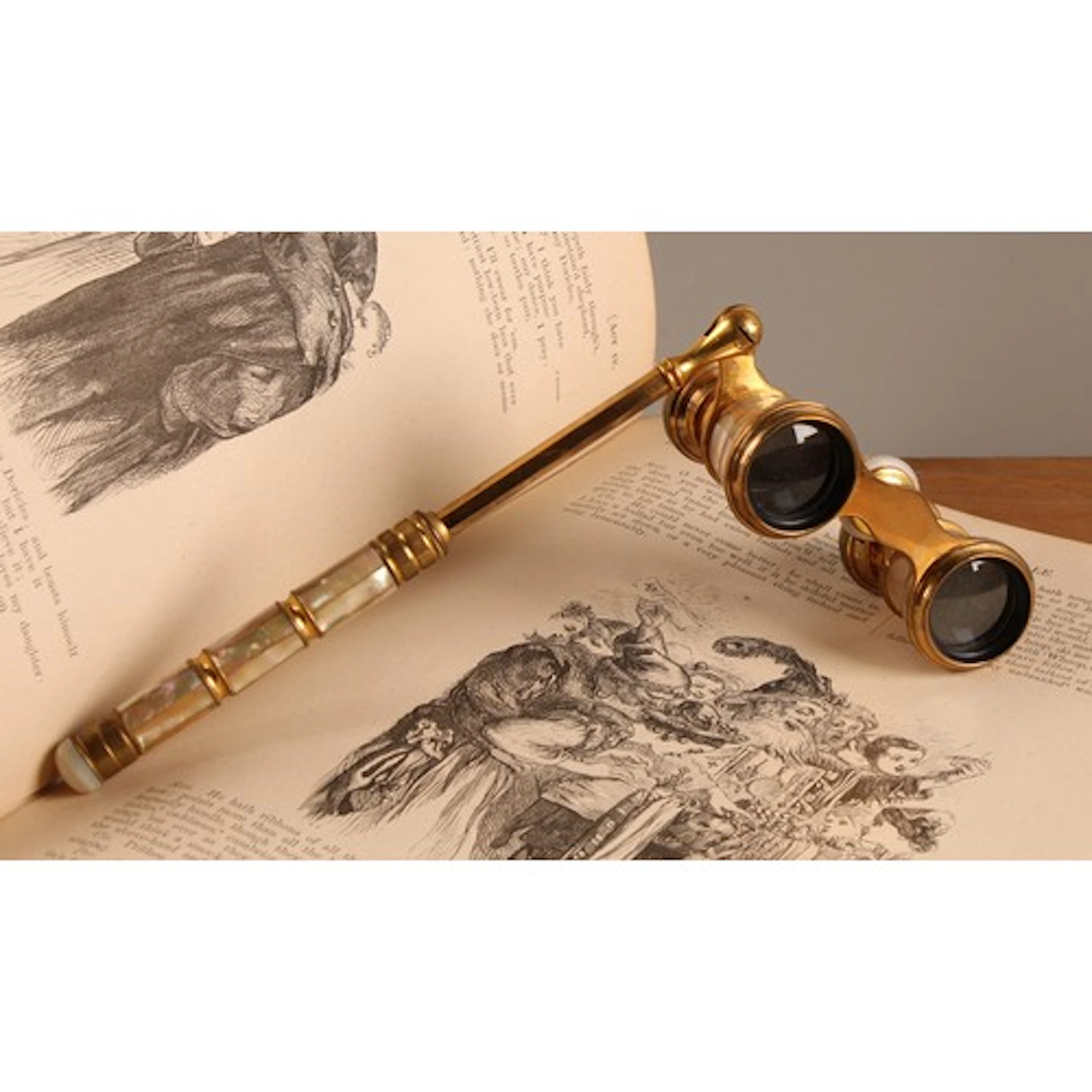 A pair of 19th century French mother-of-pearl opera glasses,...