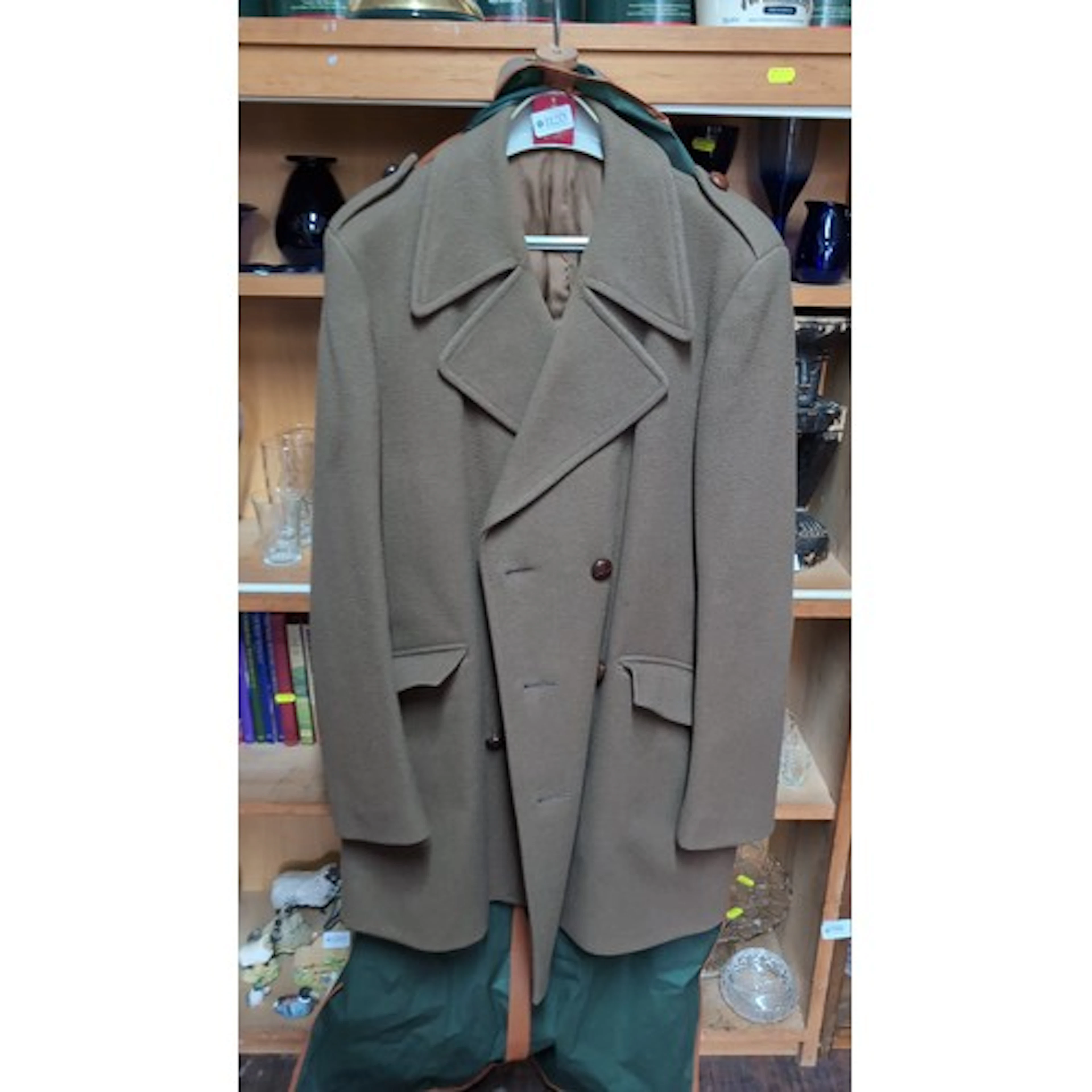 Men’s olive wool overcoat, mid-20th century, double-breasted...