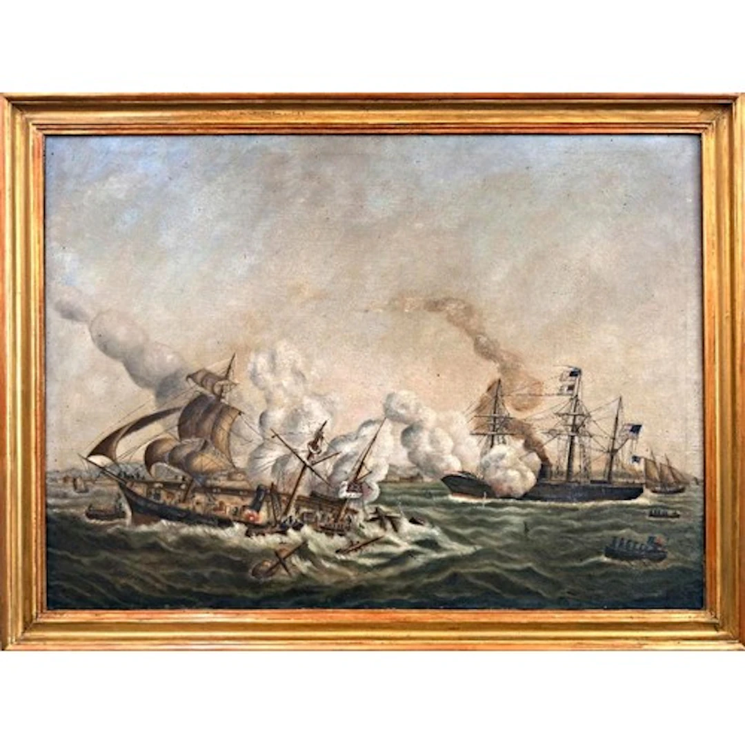North American School, 19th Century - The Battle of Cherbour...