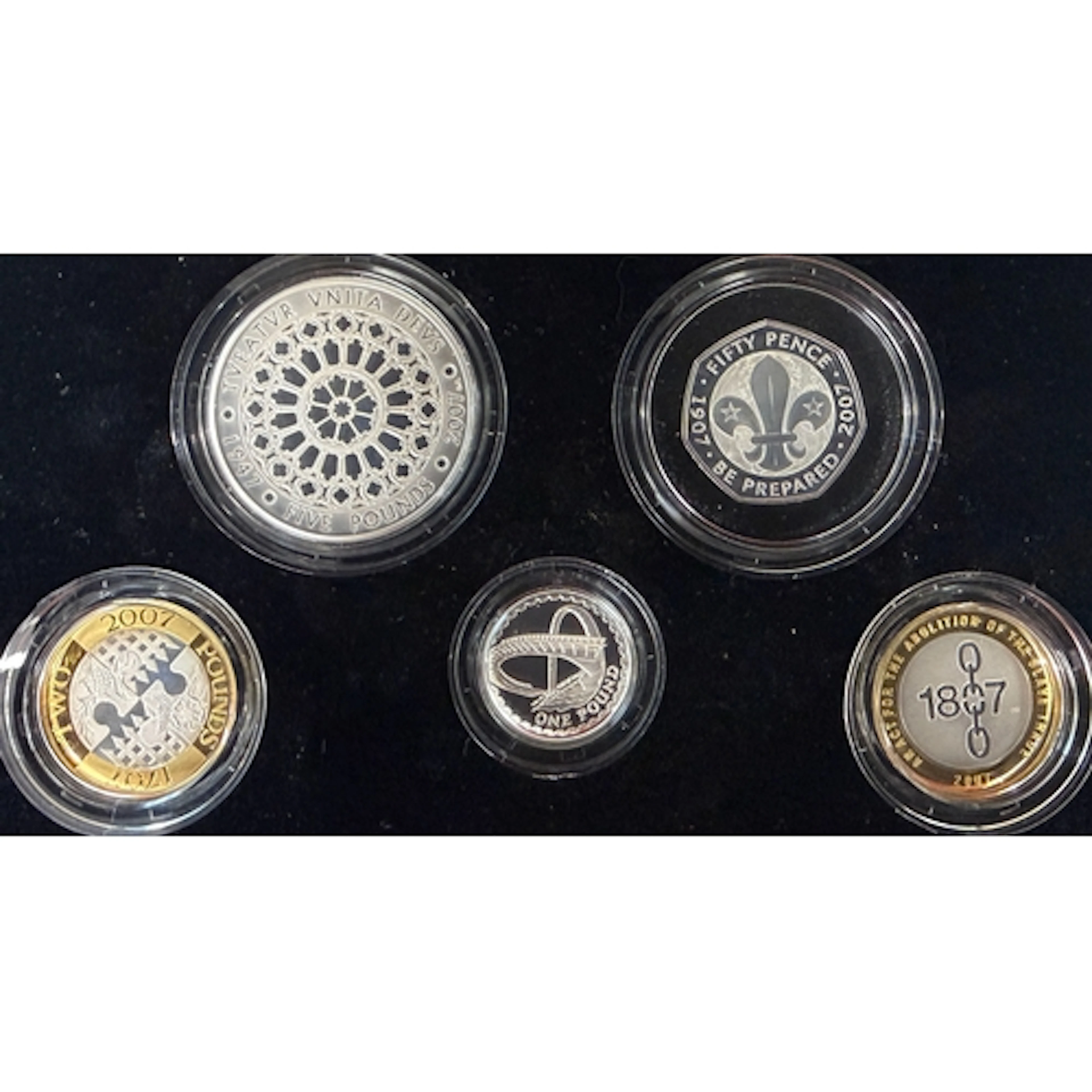 UK 2007 Silver Piedfort Collection, comprising of five coins...