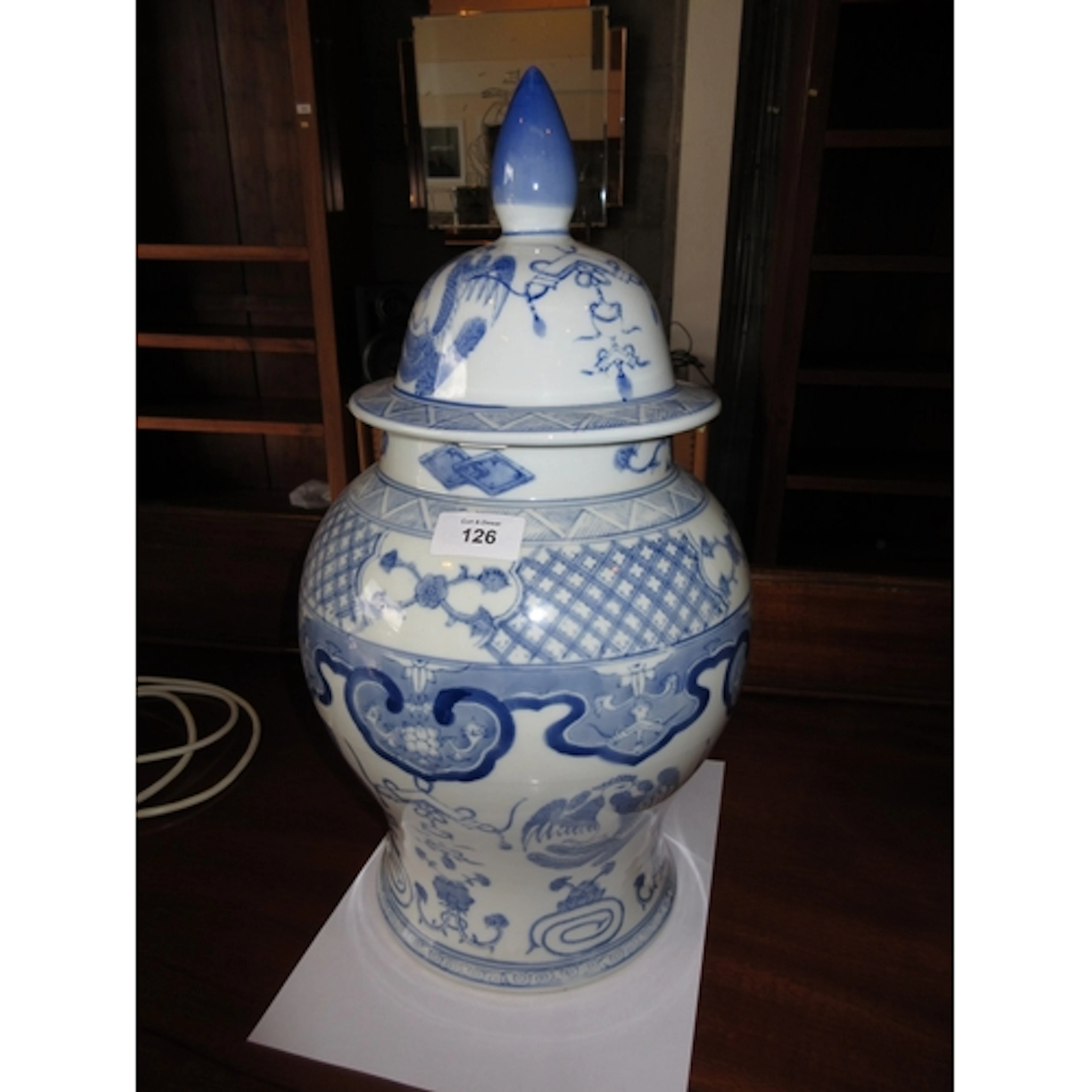 Chinese Blue and White Porcelain Temple Jar, 45cm