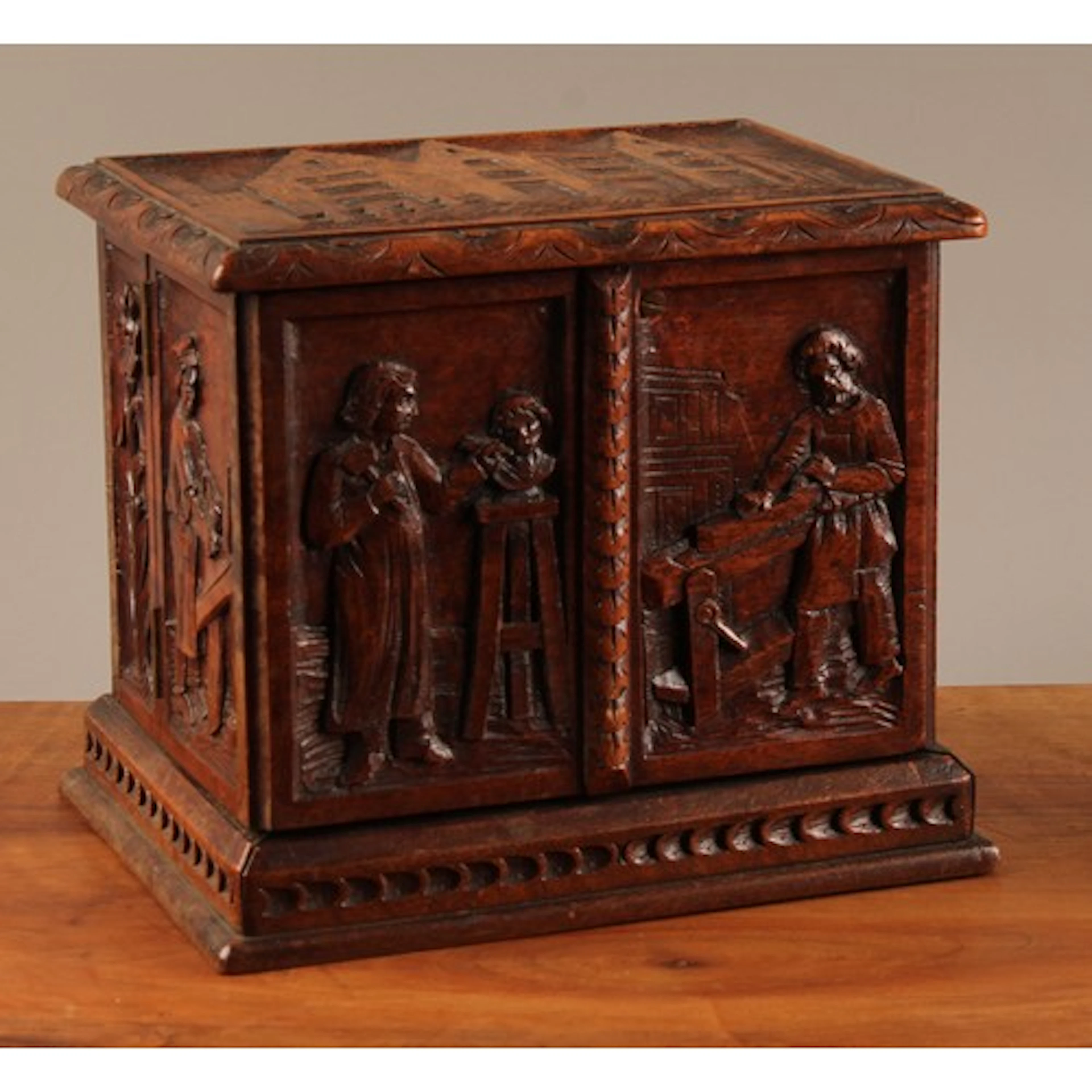 Folk Art - a 19th century Belgian mahogany cigar cabinet, ca...