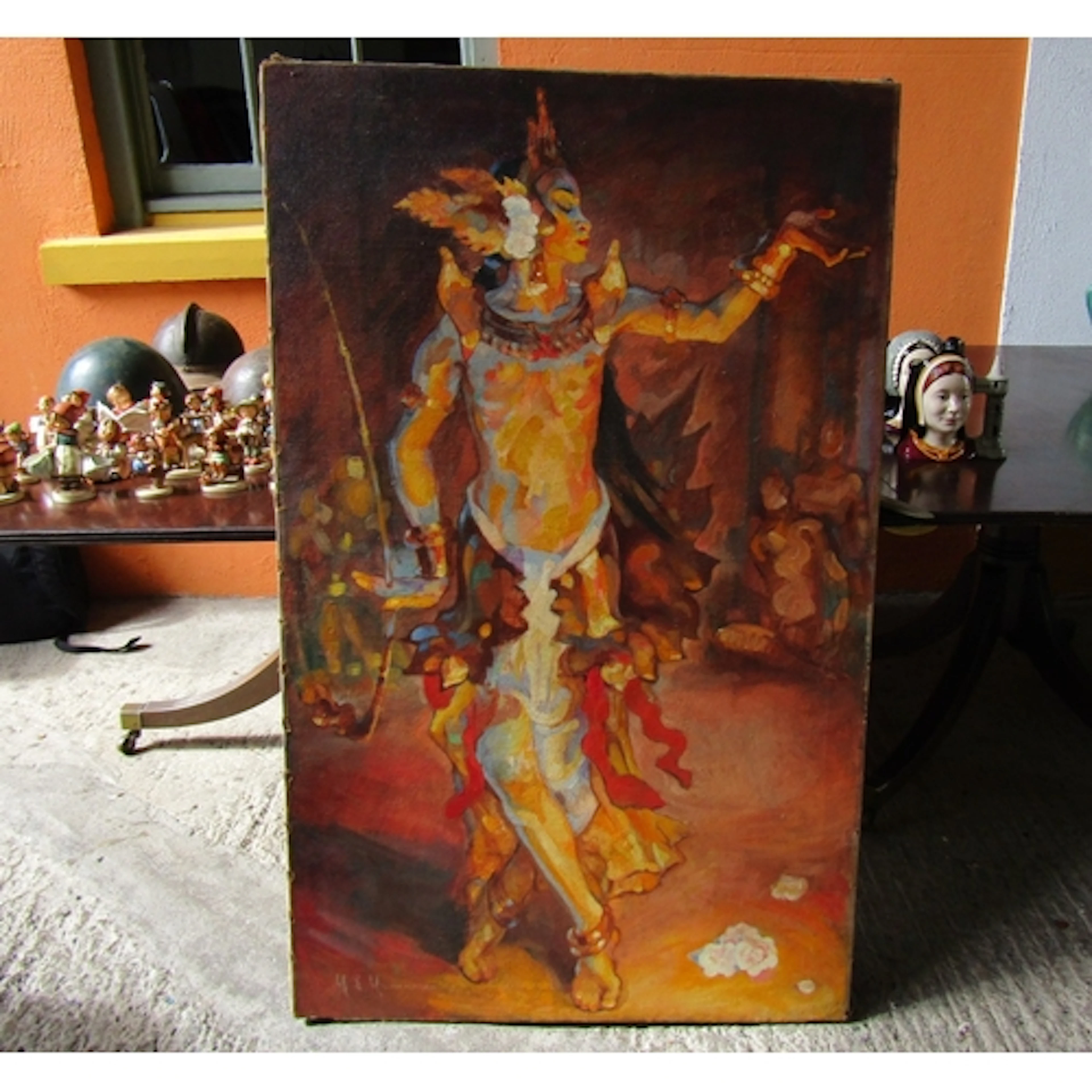 Antique South Asian School Dancer Possibly Indonesian Signed...
