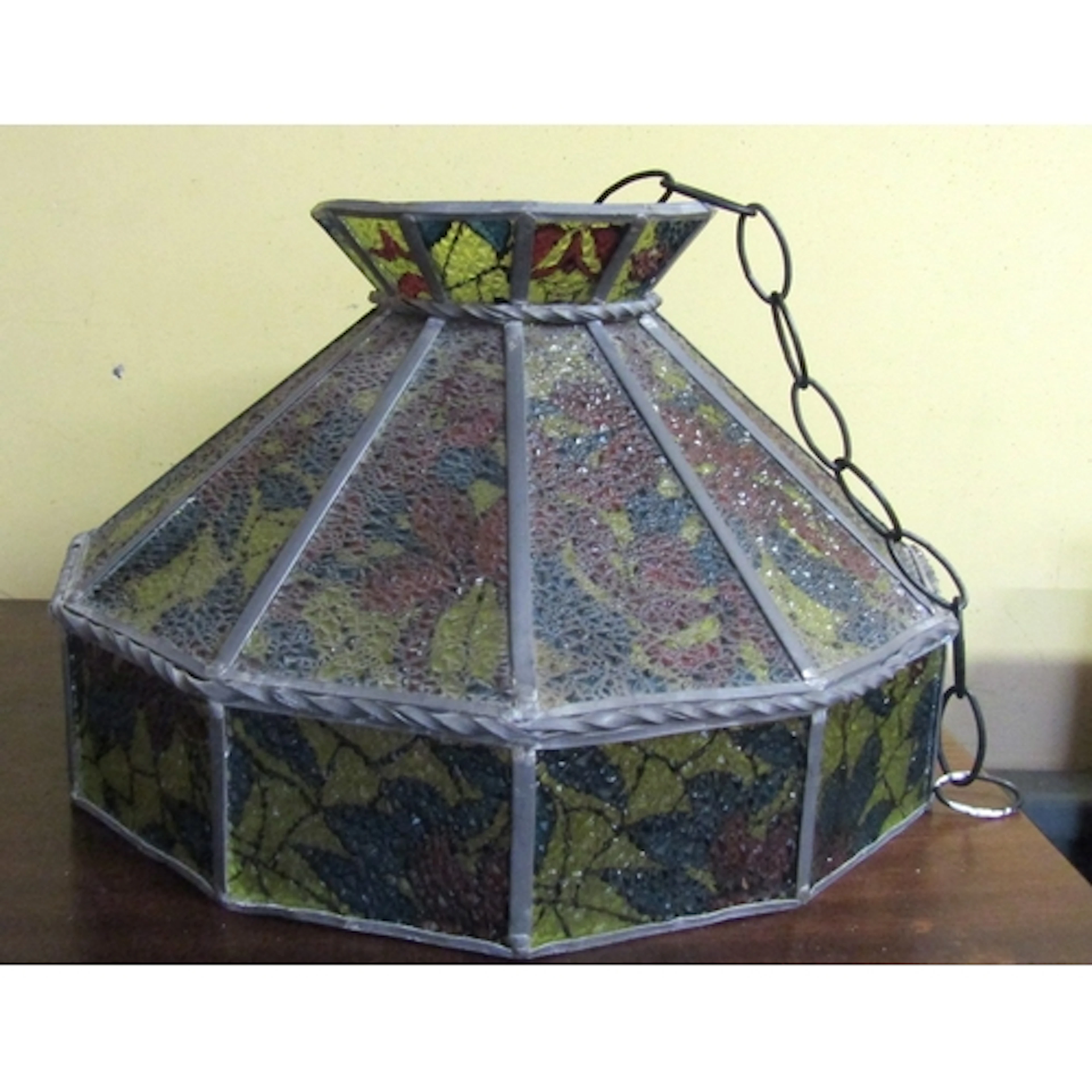 Stained Glass Ceiling Shade with Chain Approximately 15 Inch...