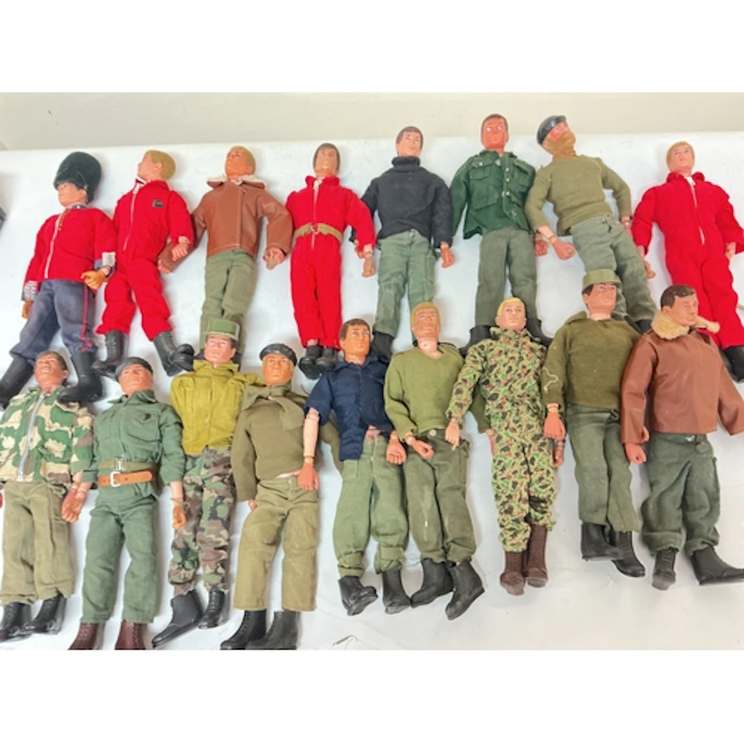 A Collection Of 17 Vintage Action Men, mostly with new Hands...
