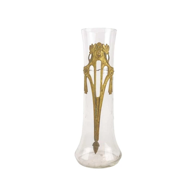 A Secessionist style glass vase. With gilt metal mounts in t...