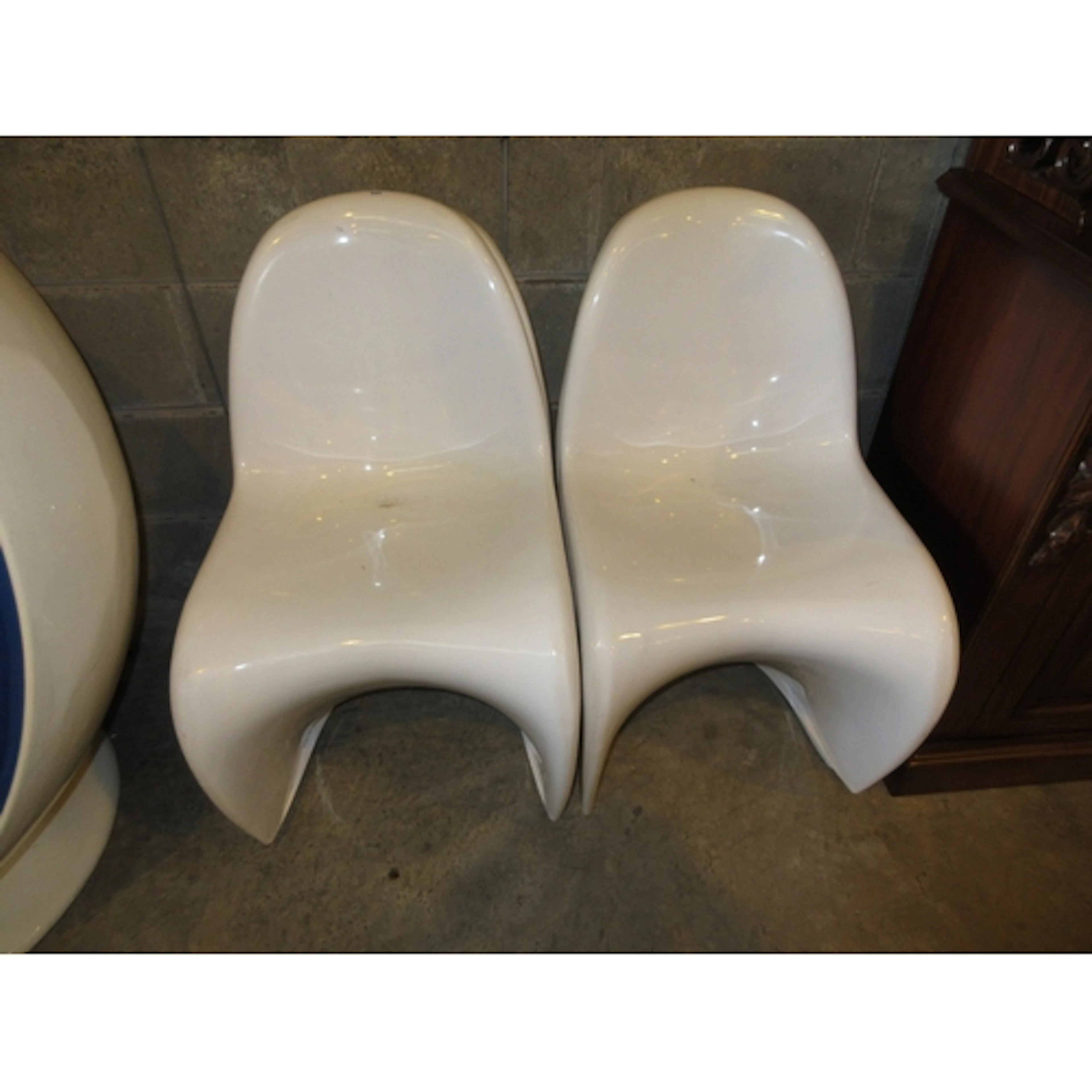 After Verner Panton, Set of 4 S Form Stacking Chairs