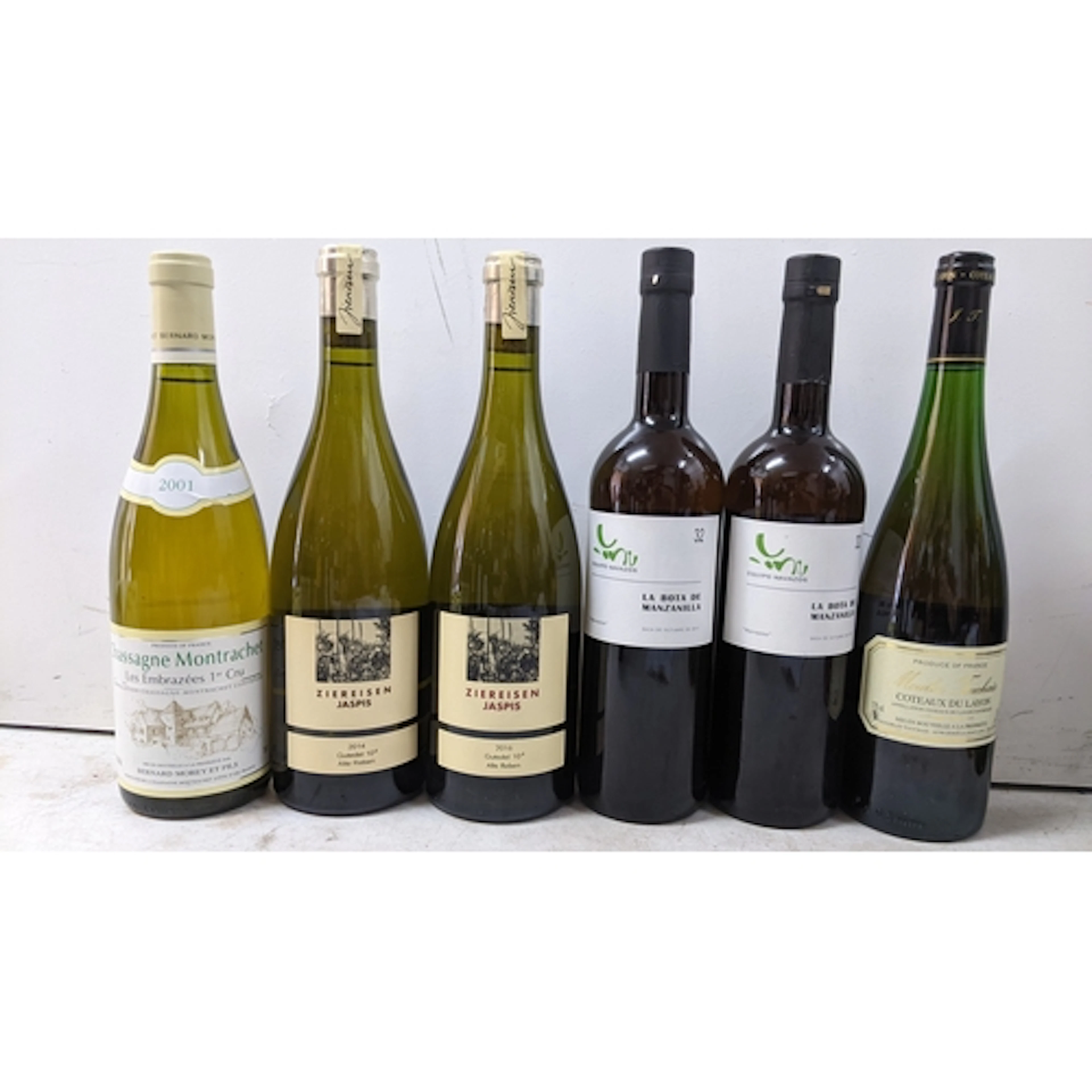 A group of six bottles of wine, comprising: - Bernard Morey ...
