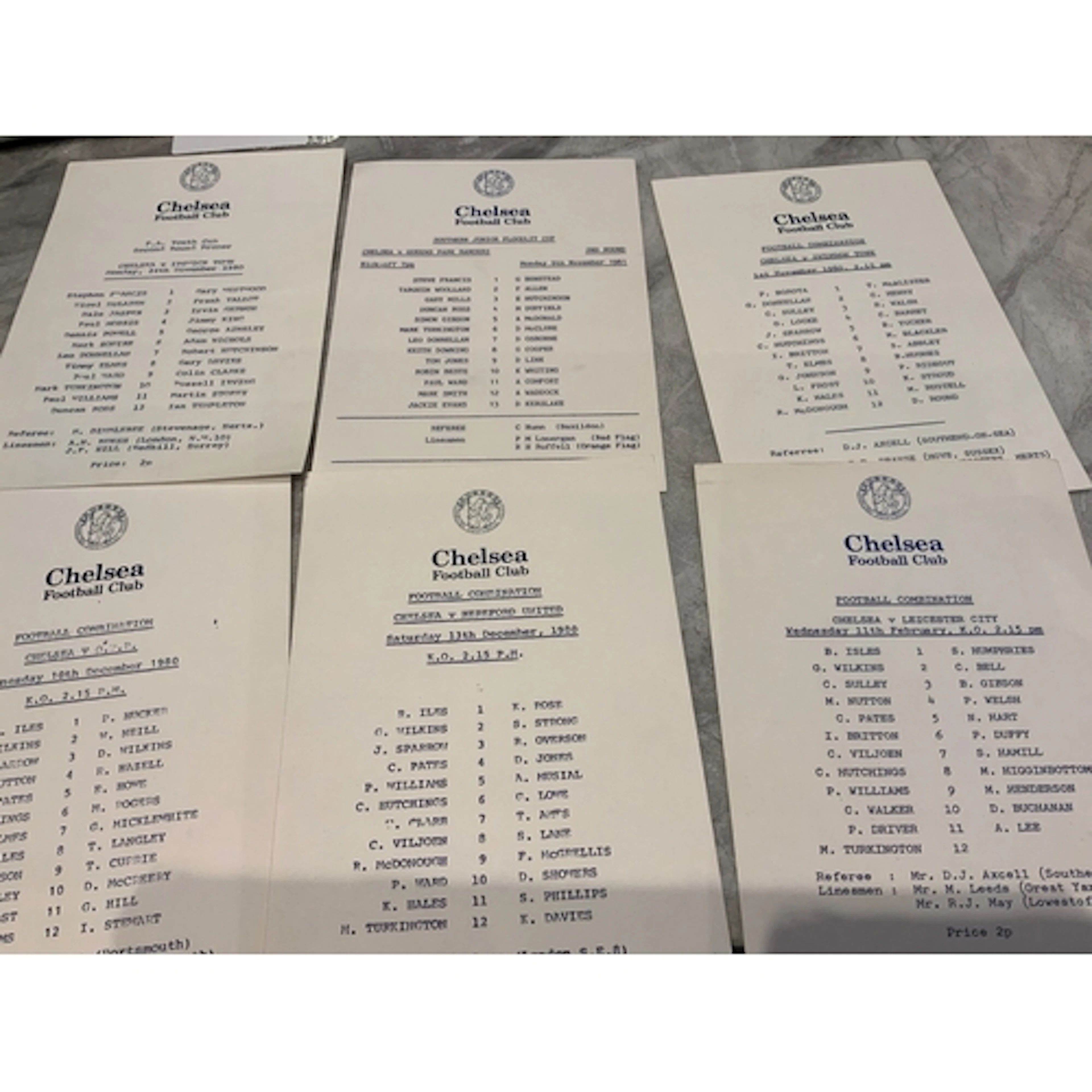 Chelsea Early 1980s Single Sheet Football Programmes: From 8...