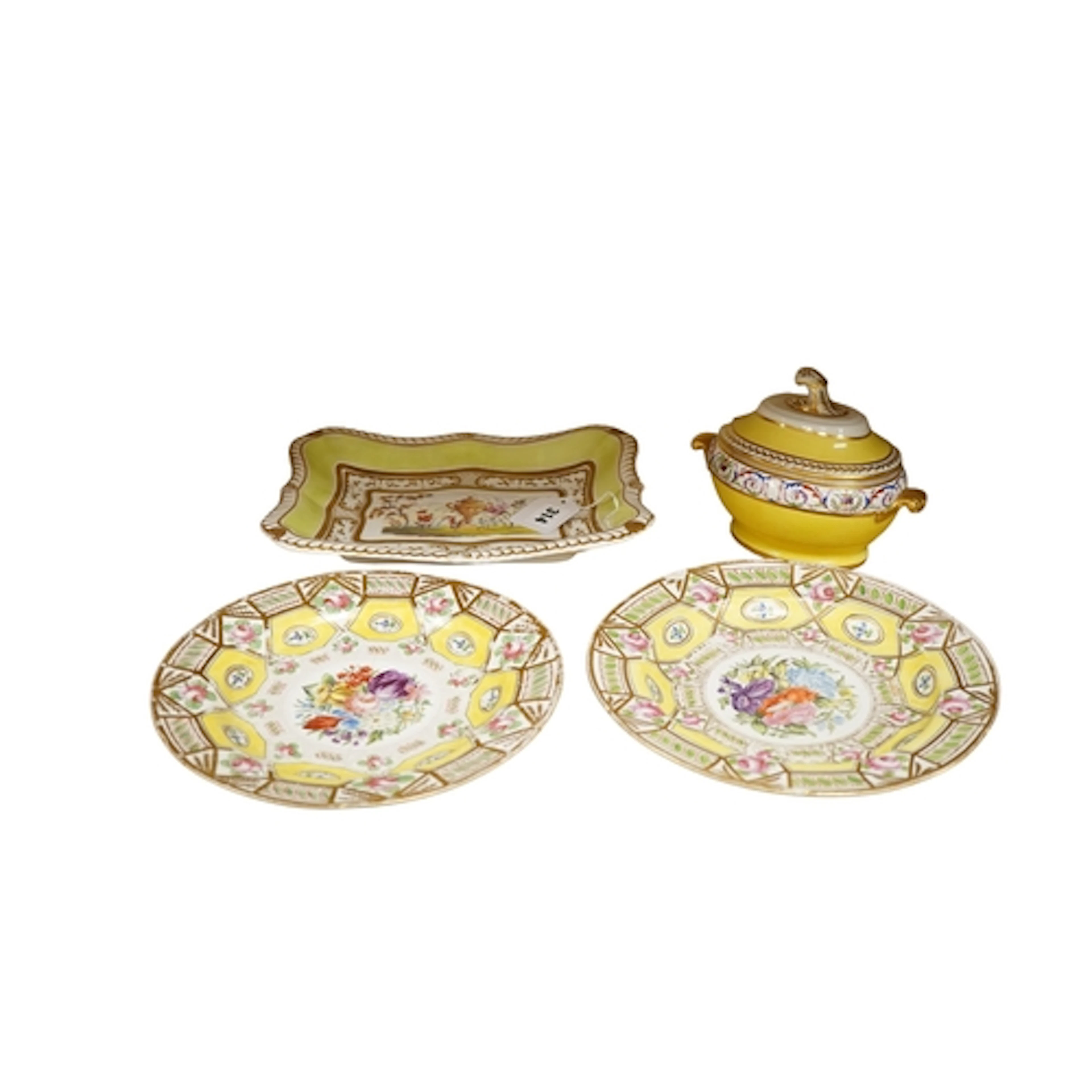 An early 19th century English porcelain sugar bowl and cover...